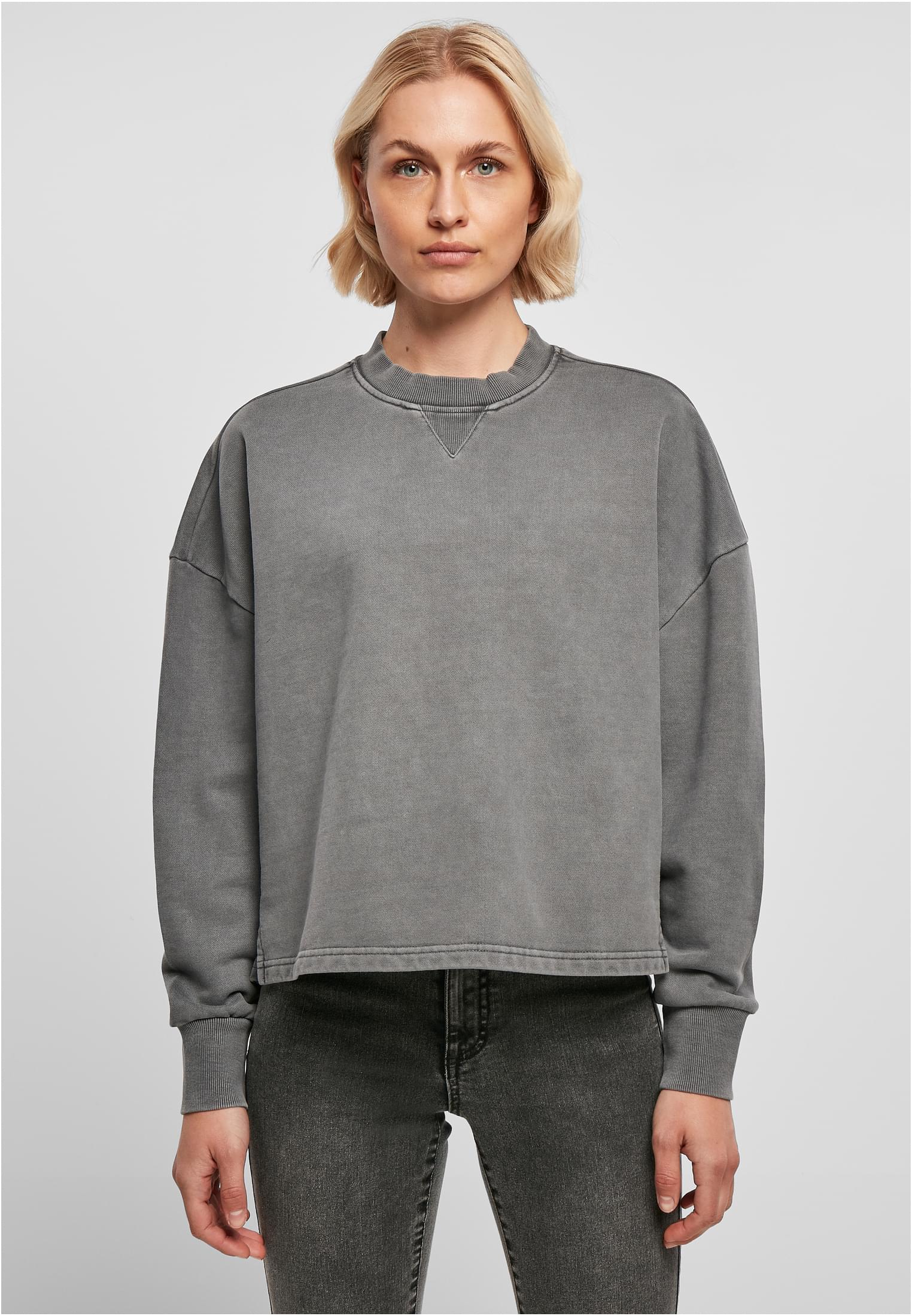 Ladies Heavy Terry Garment Dye Crewneck Darkshadow