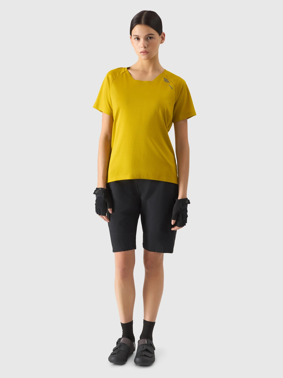 Women's quick-drying cycling T-shirt 4F - yellow