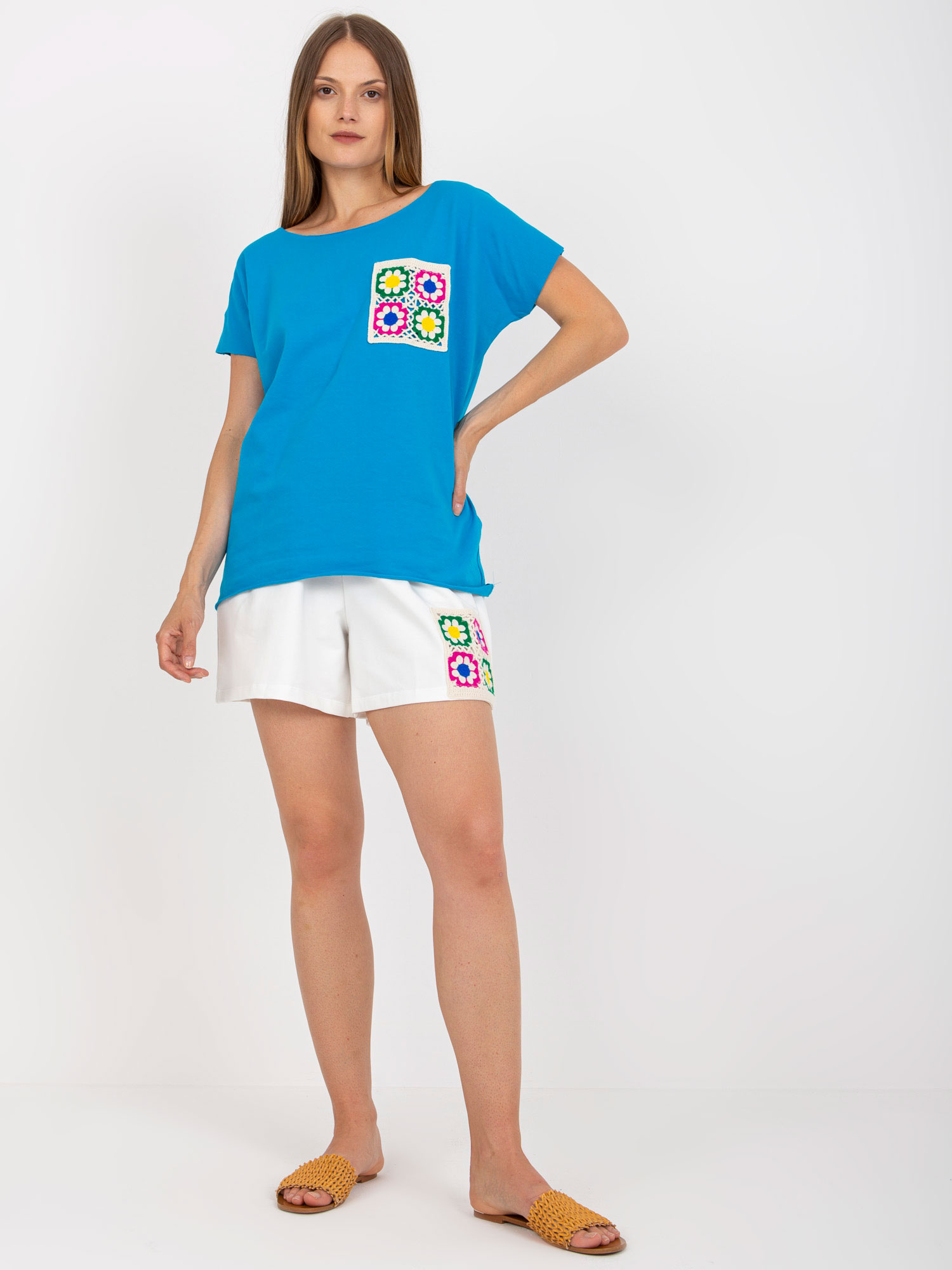 Blue Two-piece Summer Set Made Of Cotton