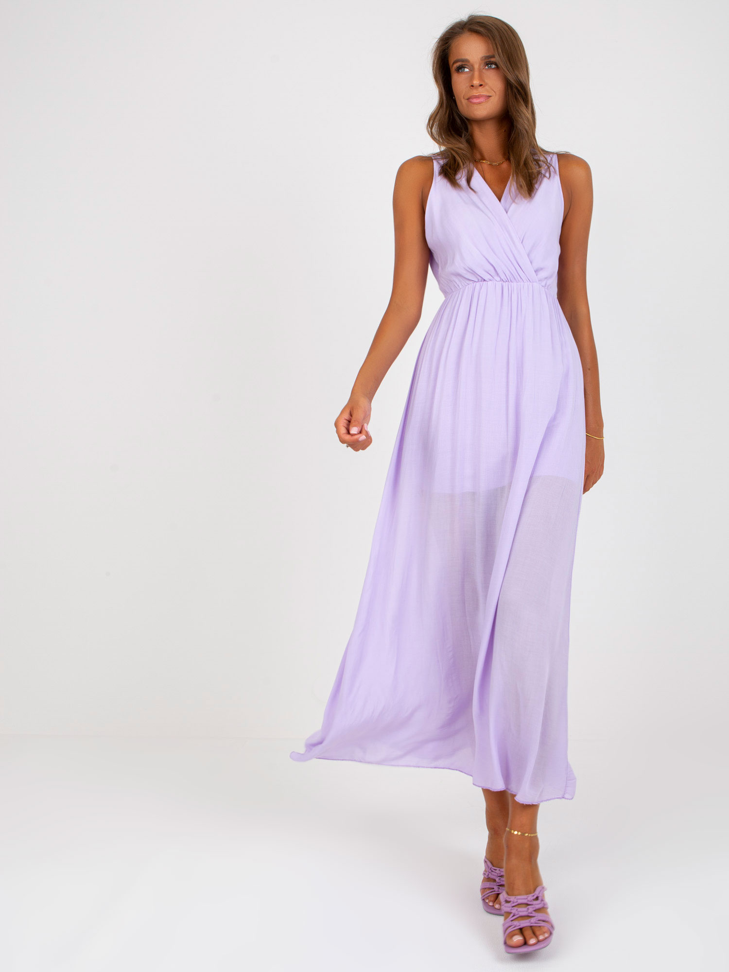 Light Purple Maxi Dress With Clutch Neckline OCH BELLA