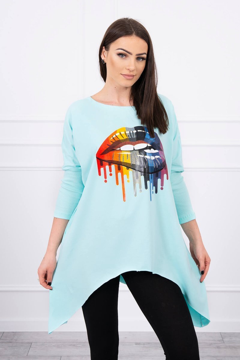 Oversize Blouse With Rainbow Mint Print