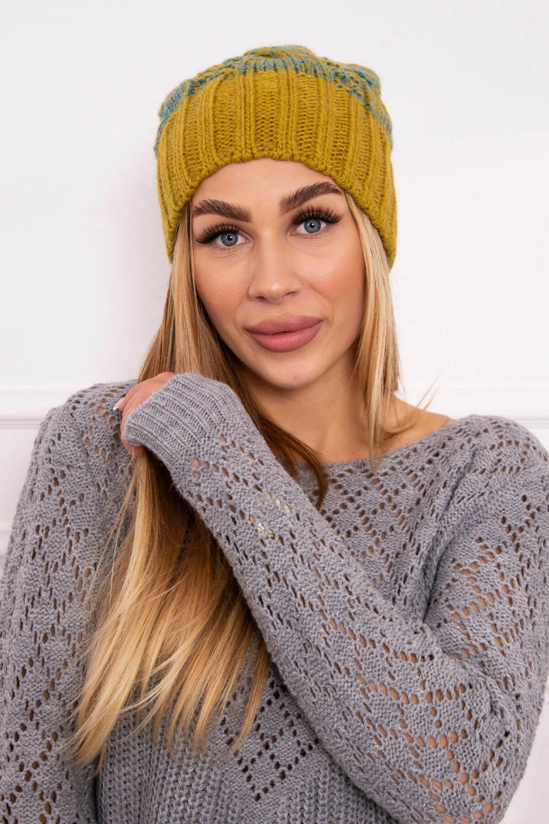 Beanie with fleece Paryż K213 kiwi + turquoise