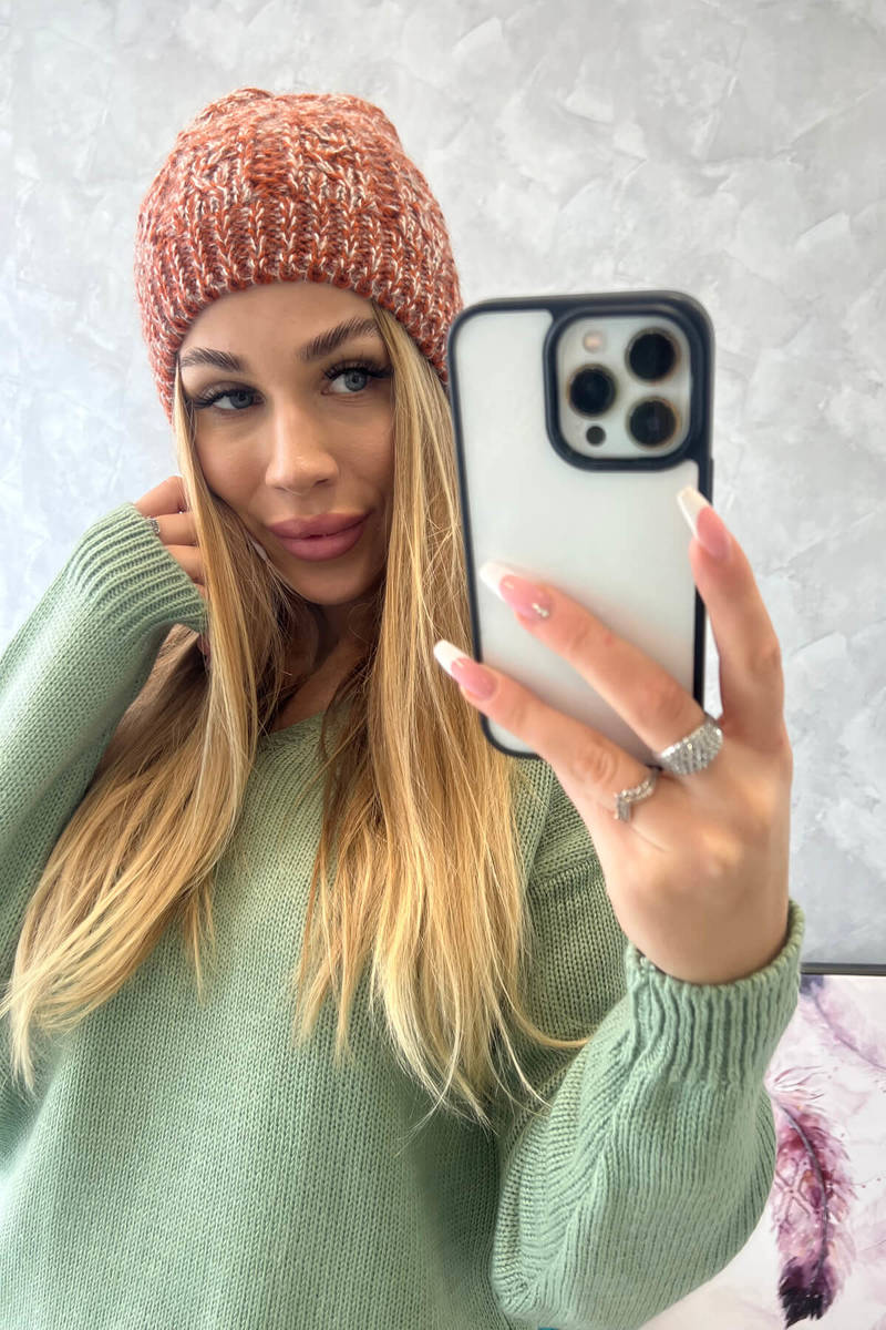 Beanie with fleece Melisa K241 foxy