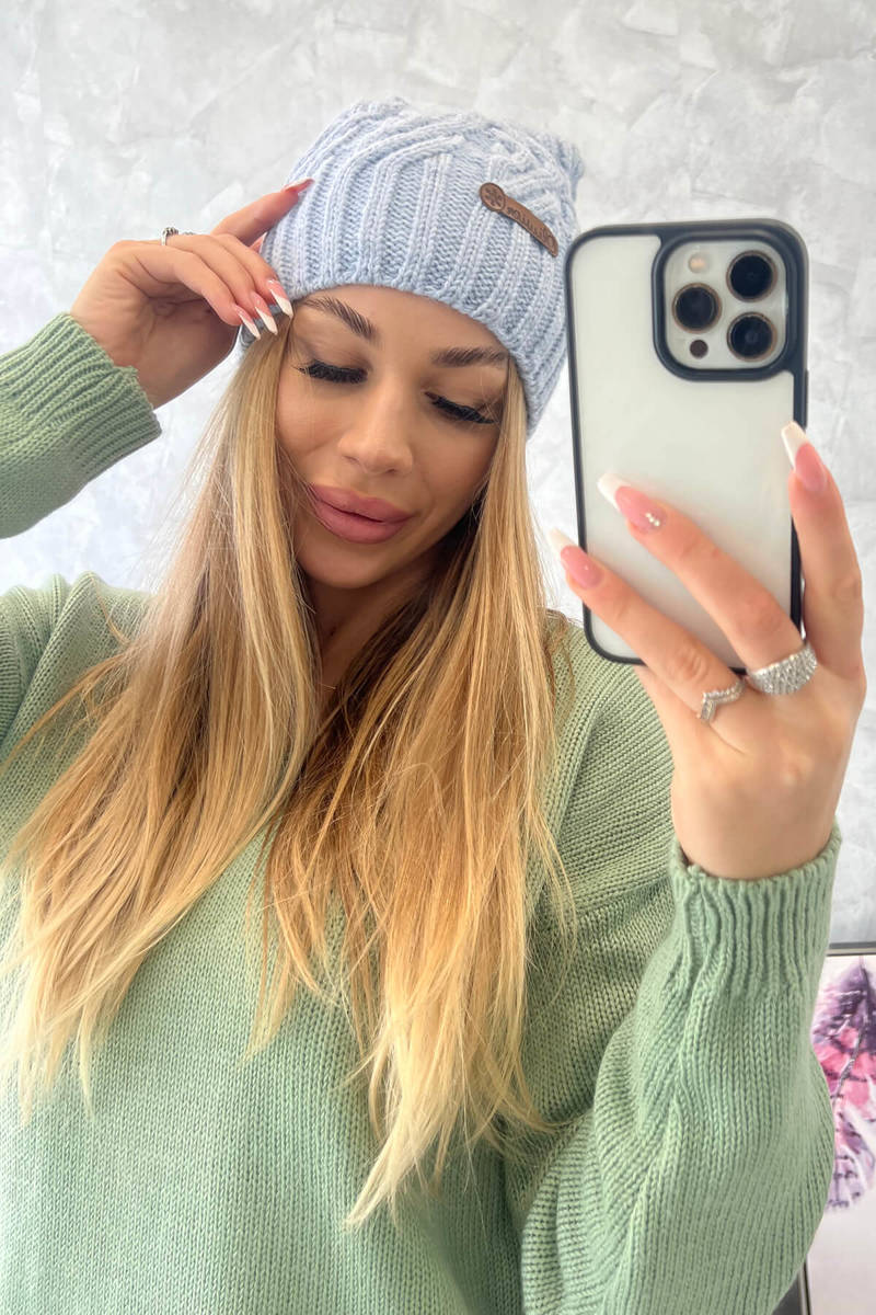 Beanie with fleece Paulina K227 blue