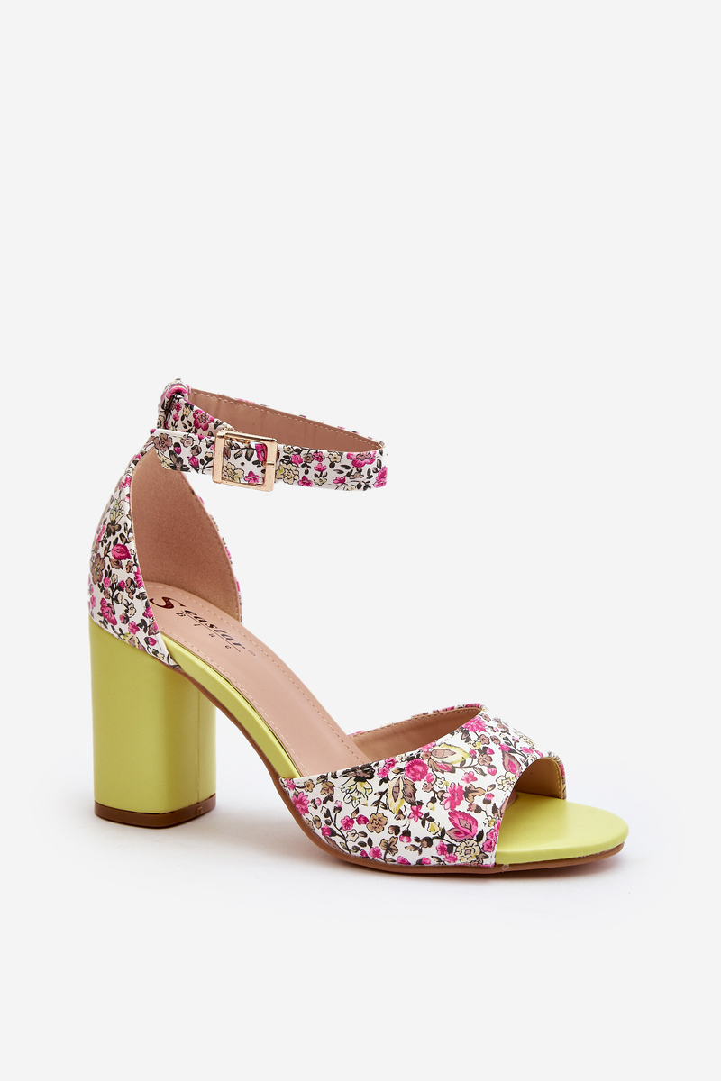 Yellow floral high-heeled sandals Vitamella