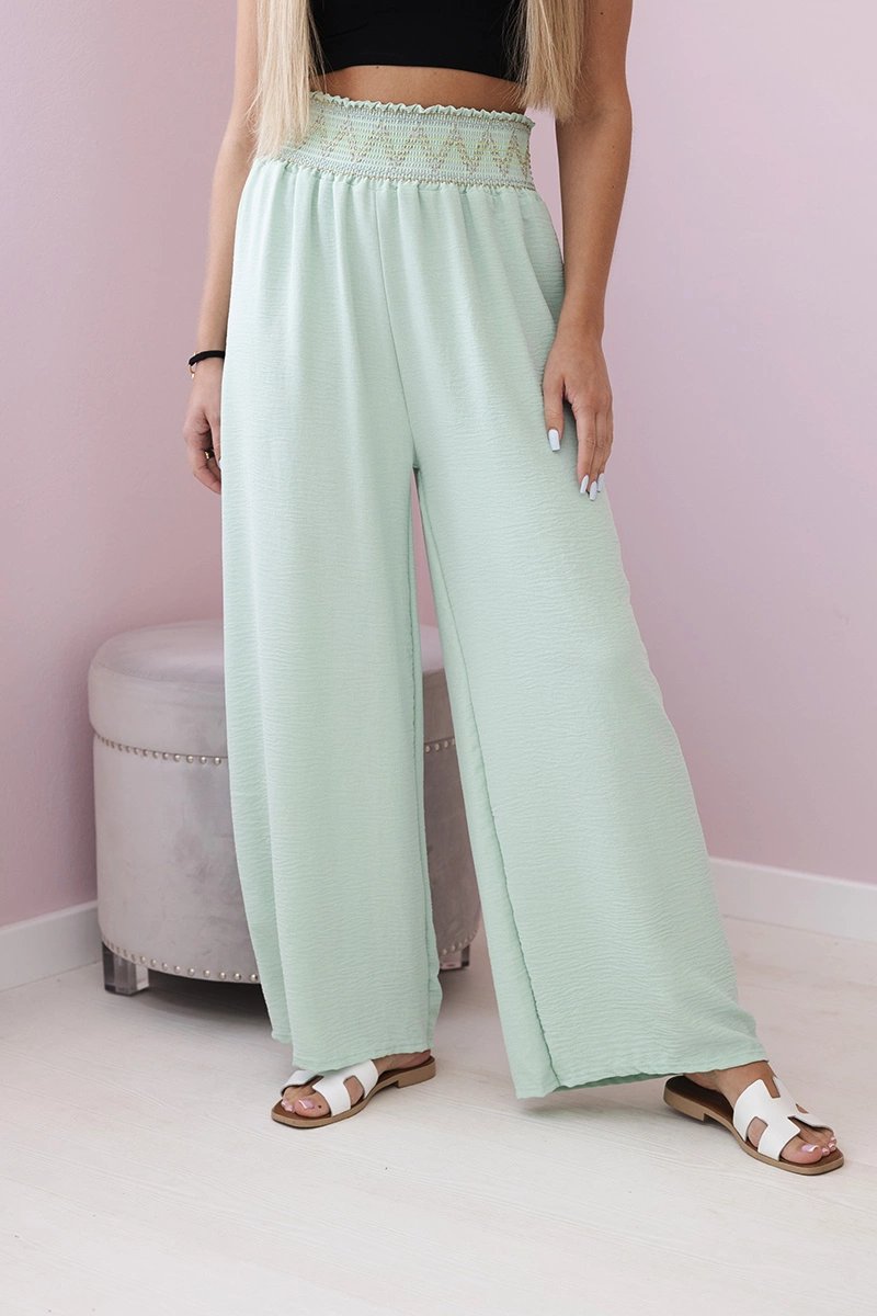 Trousers With Wide Elastic Waistband Mint