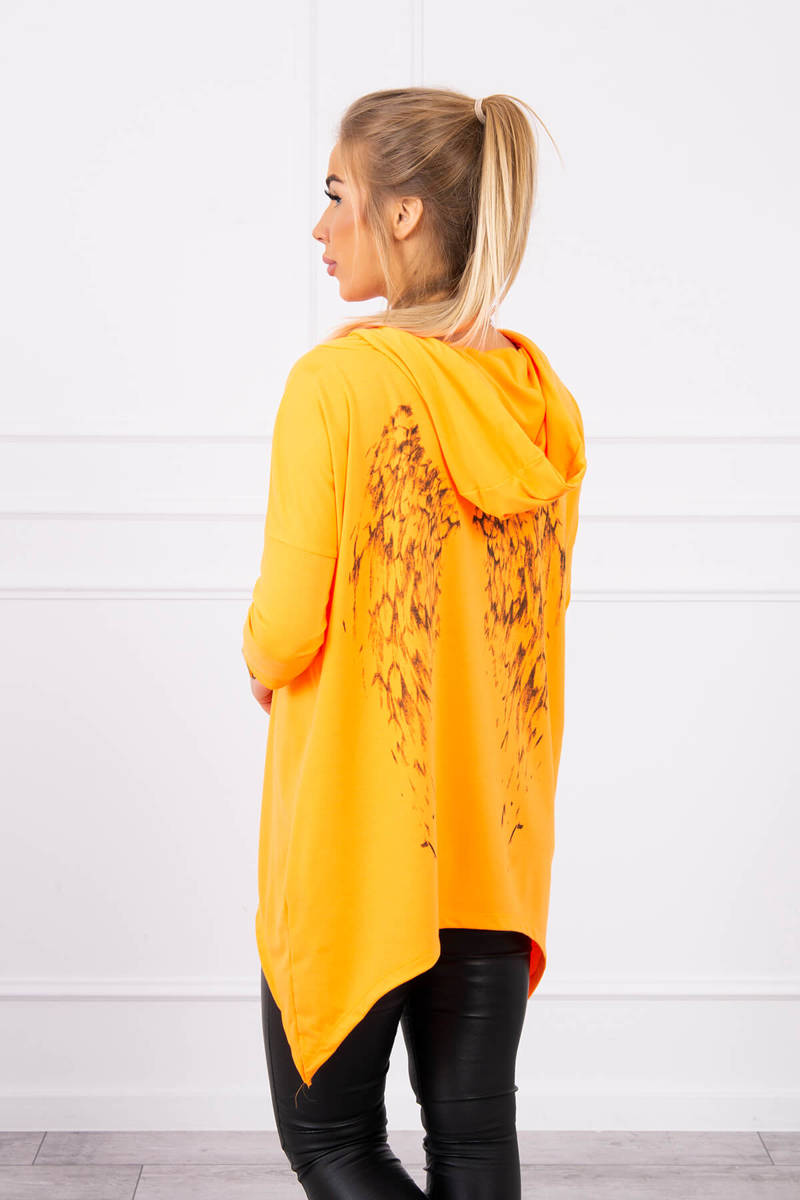 Sweatshirt With Printed Wings Orange Neon