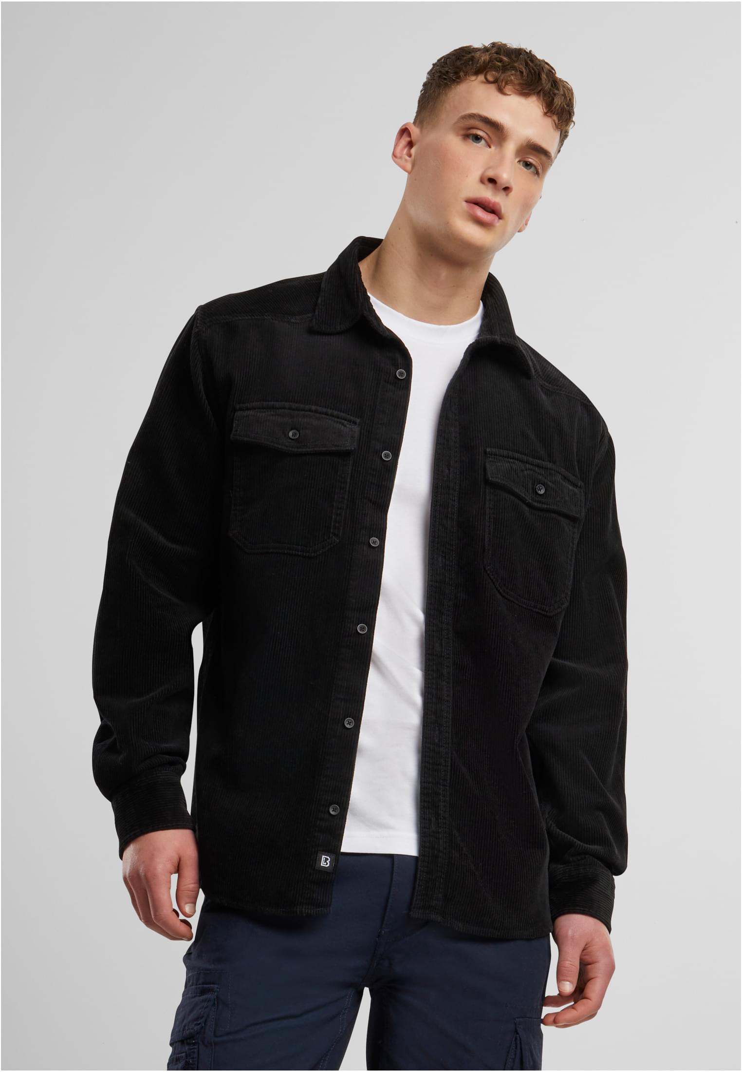 Corduroy Classic Long-sleeved Shirt Black