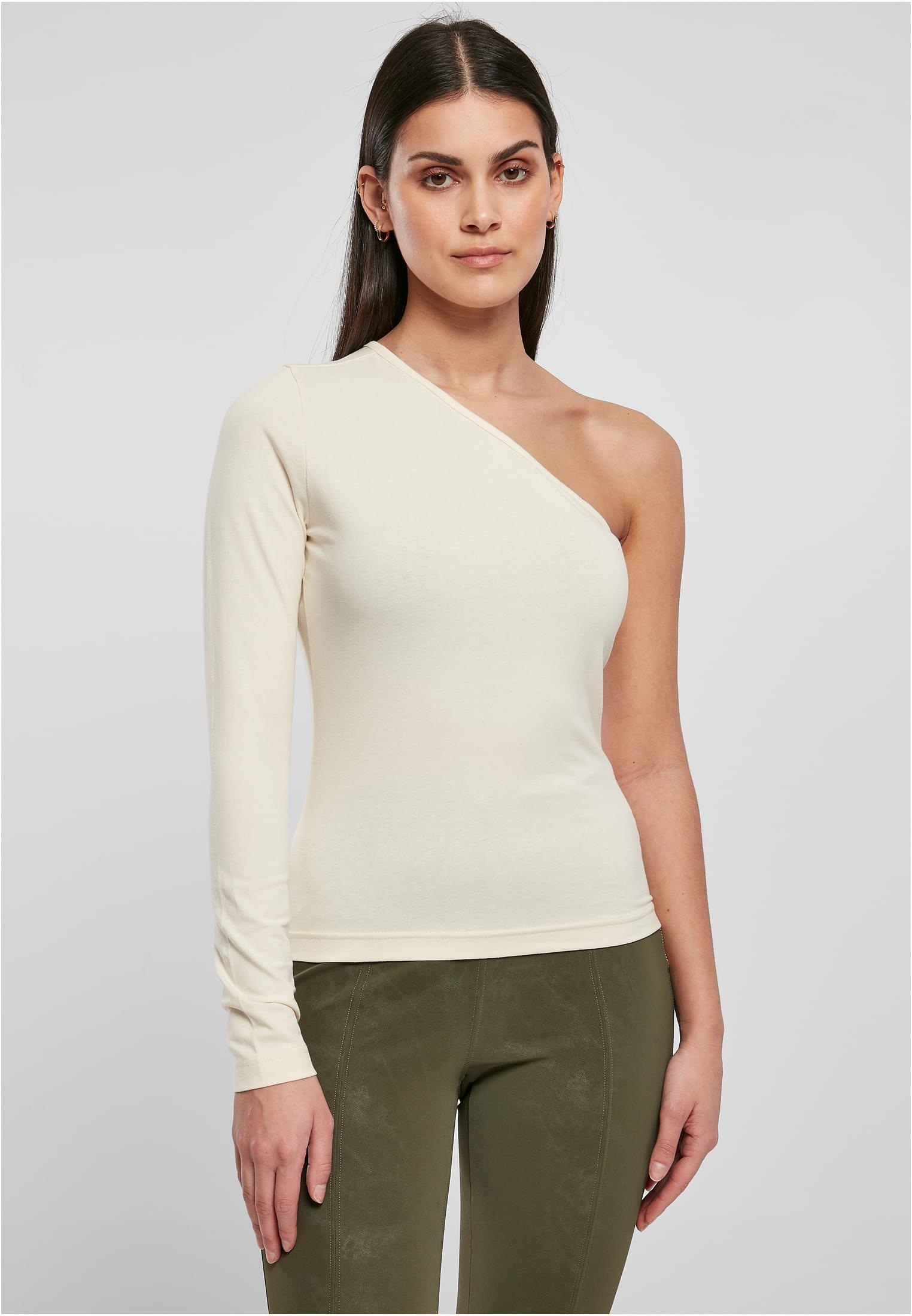 Womens asymmetrical white sand with long sleeves