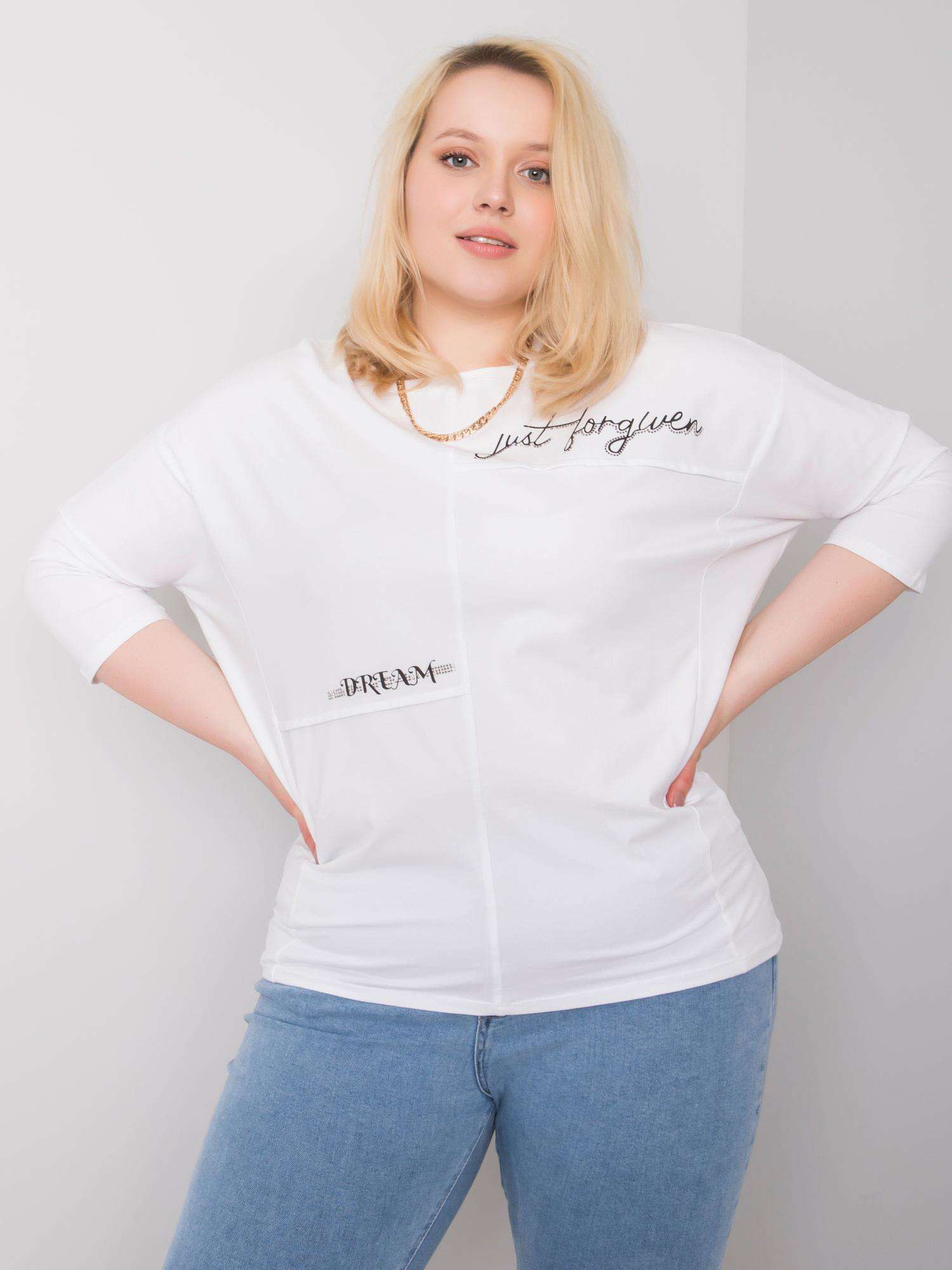 White Cotton Blouse With Inscription