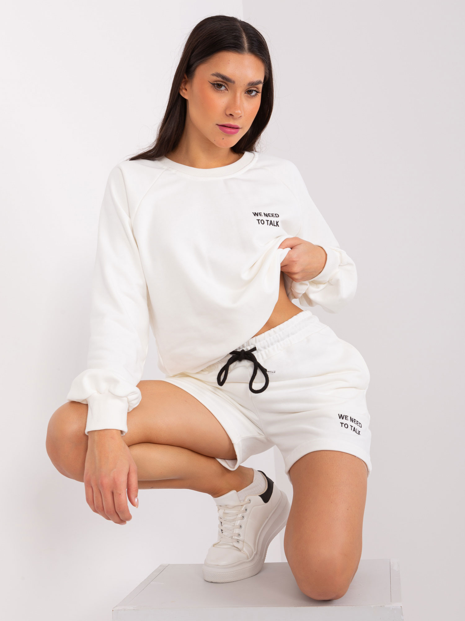 Women's Ecru Tracksuit With Shorts