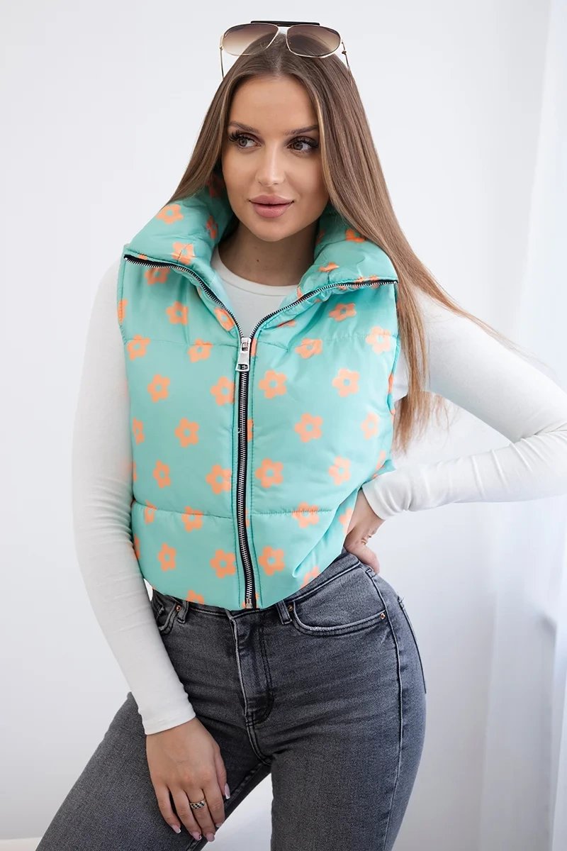 Vest with small mint flowers