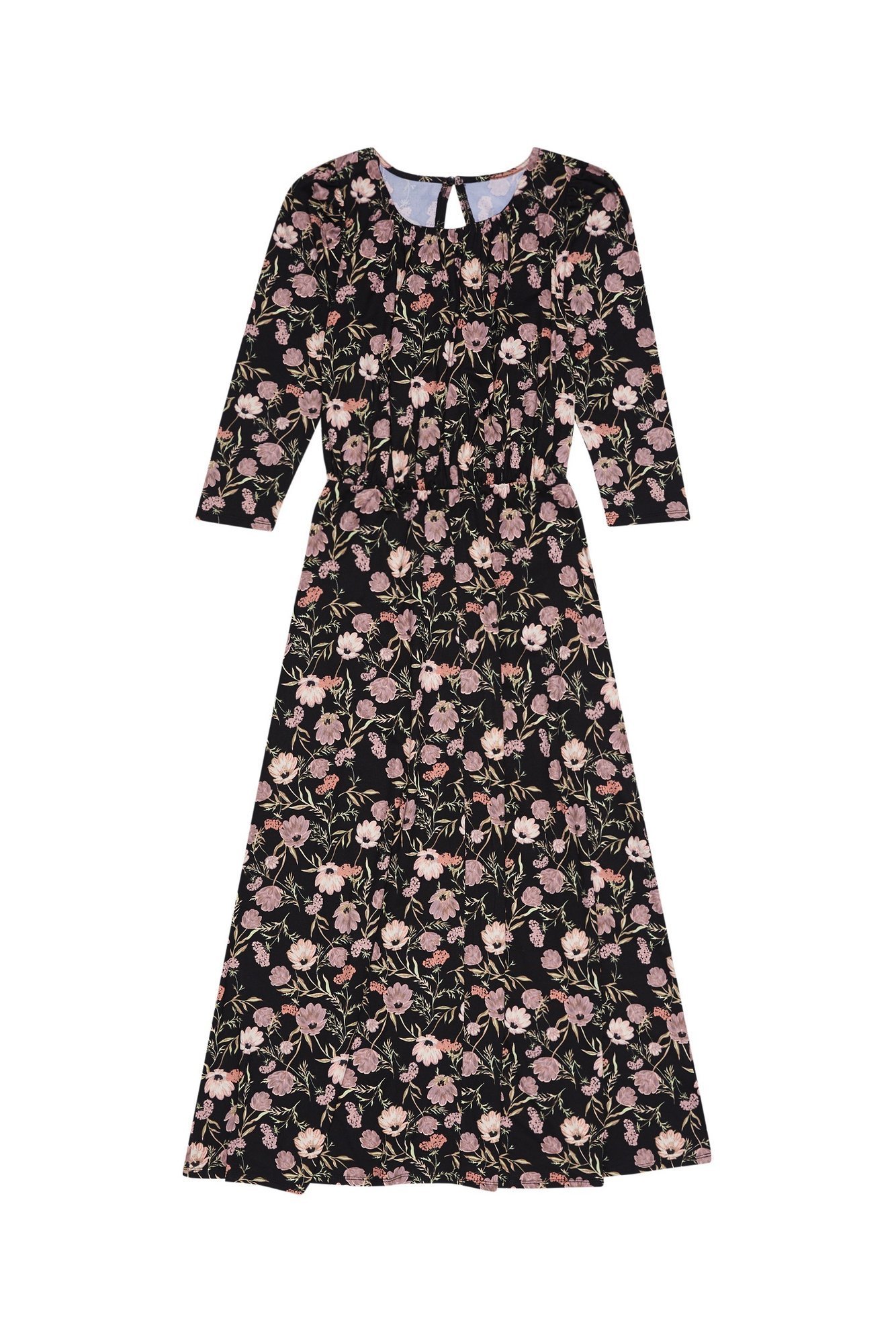 Marisse Floral Print Dress L-Su-3425 Black