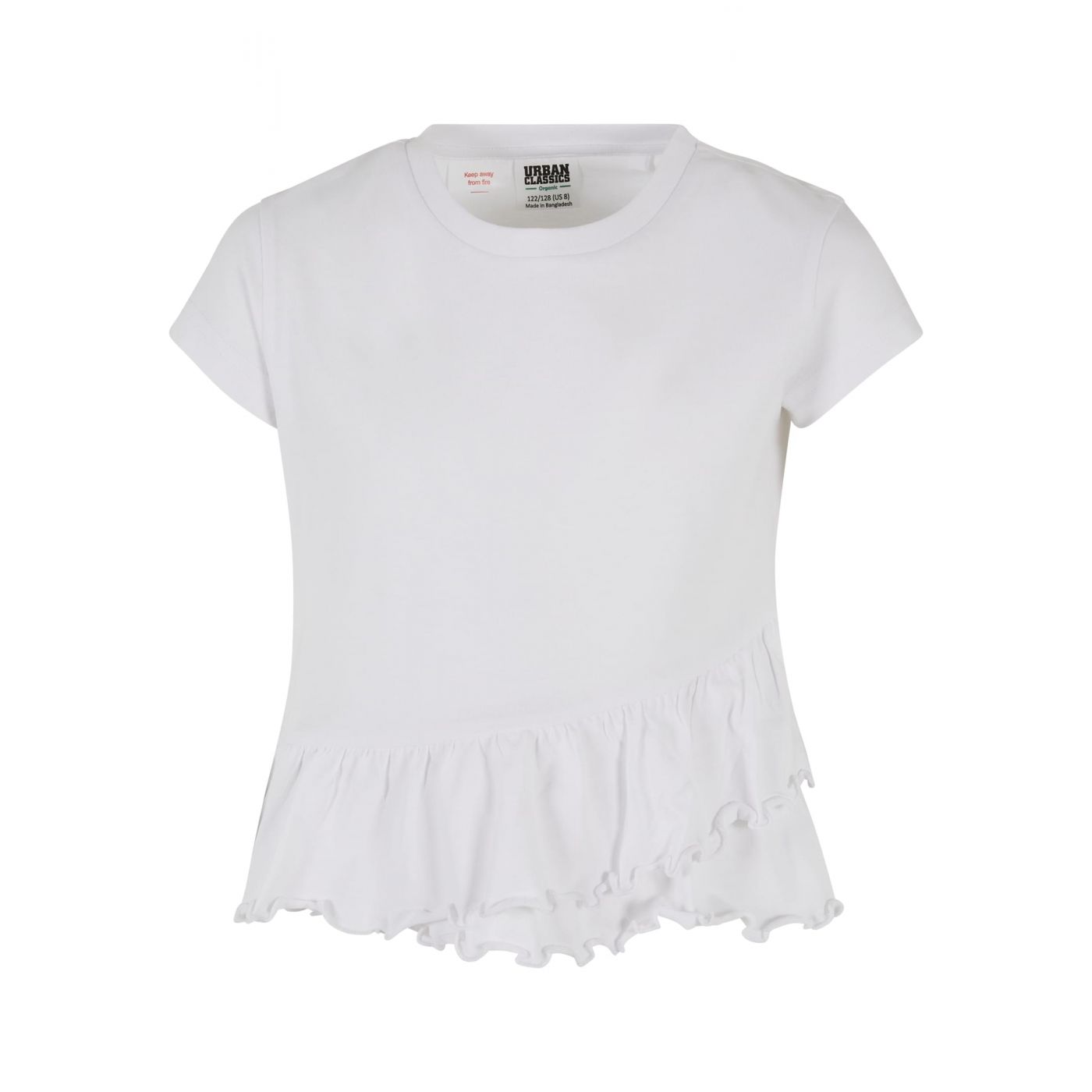 Levně Dívčí organické tričko Volant bílé