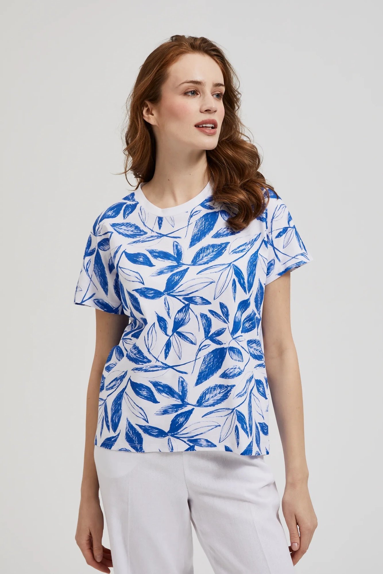 Women's T-shirt MOODO With Print - Light Blue