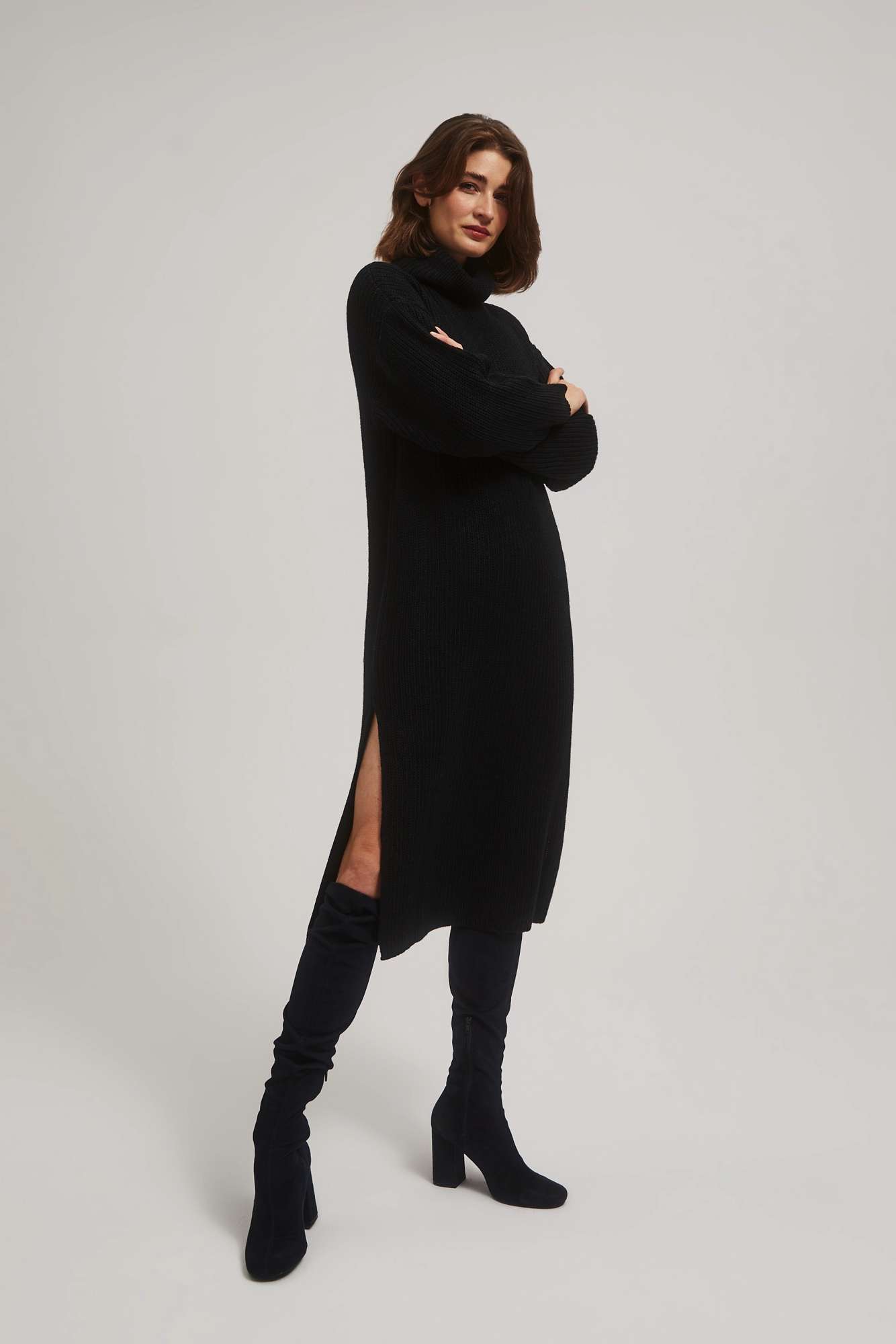 Marisse Black Turtleneck Sweater Dress