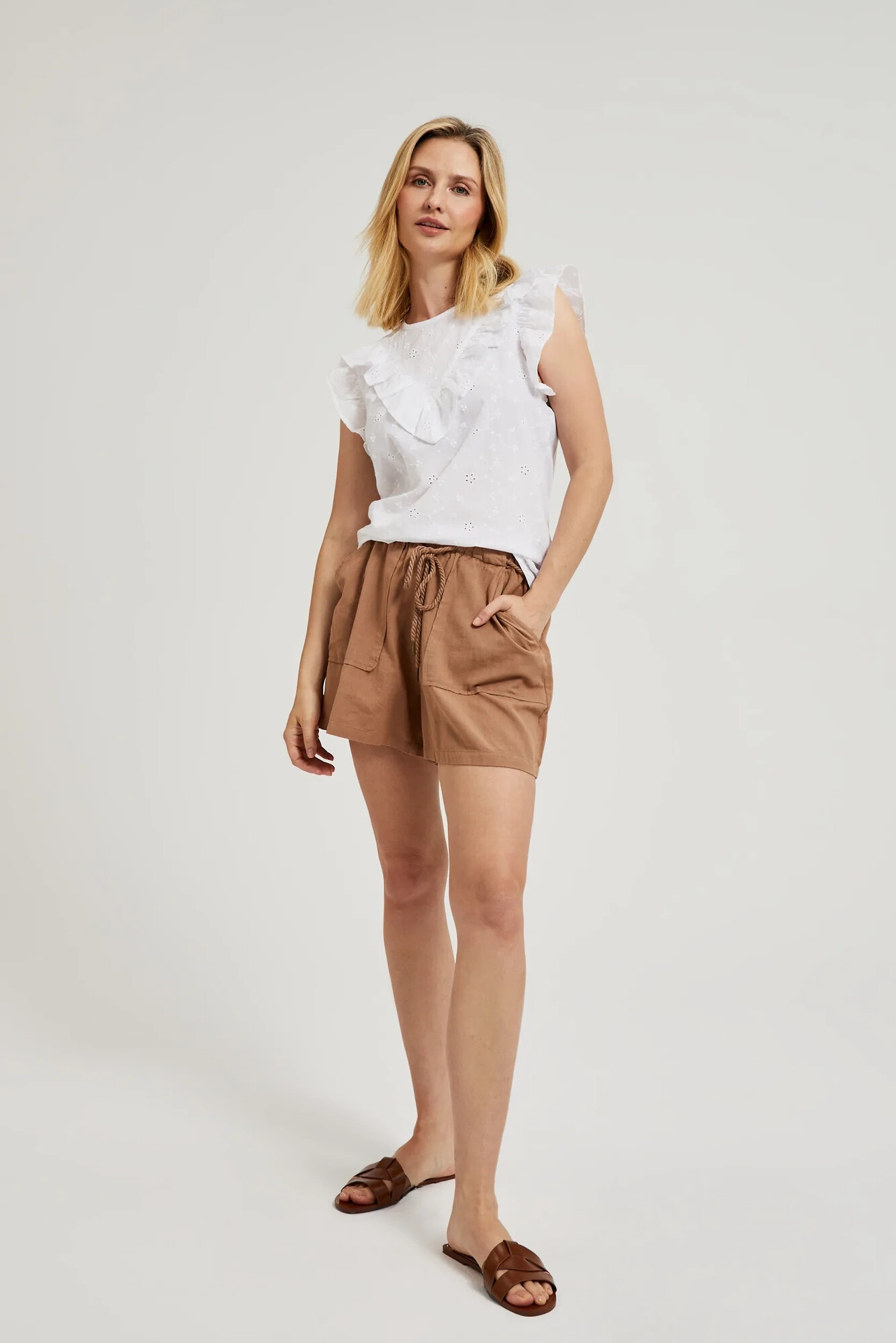 Women's blouse with gathering MOODO - white