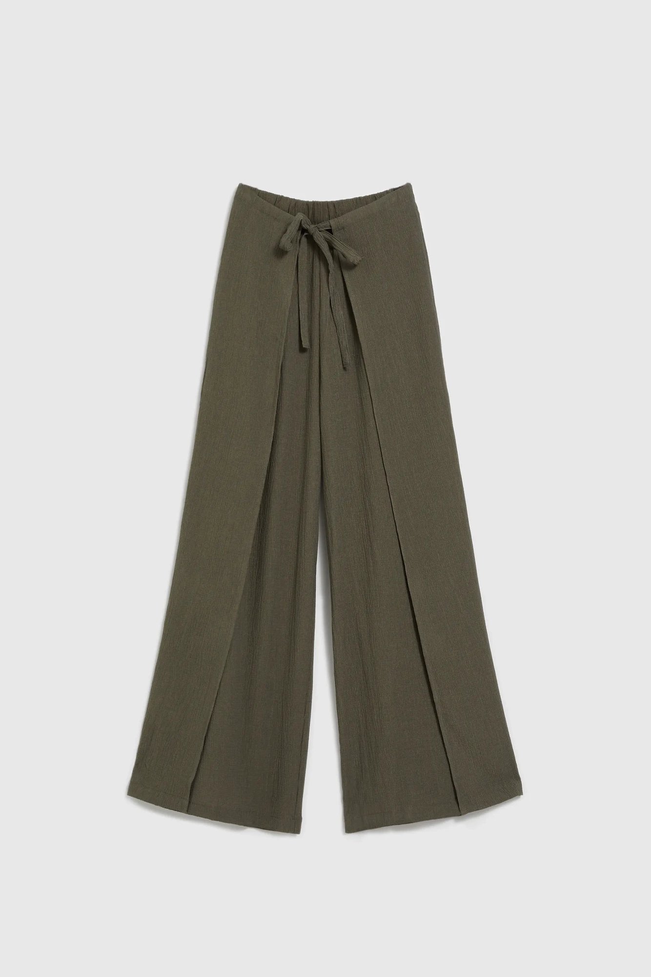 Women's wide trousers with elastic waistband MOODO - olive