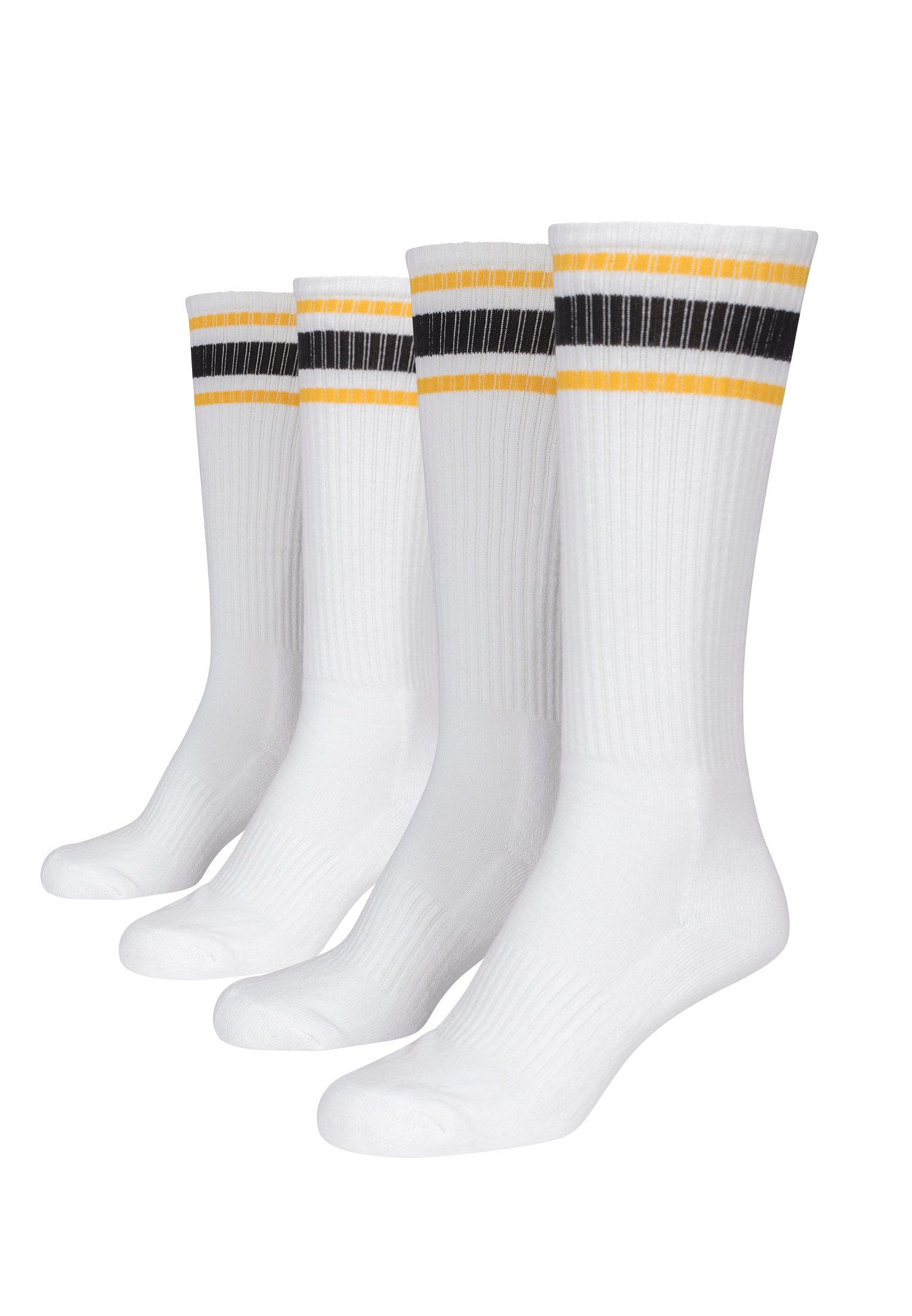 Long Stripe Socks 2 Pack - White/Yellow/Black