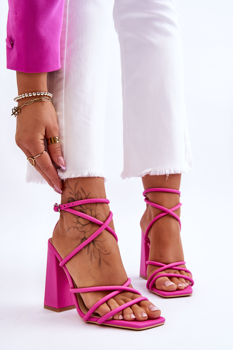 Levně Módní sandály na vysokém podpatku růžové Josette