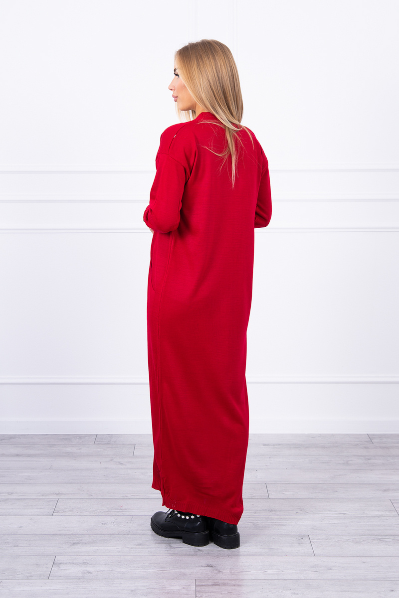Long sweater with a tie at the waist red