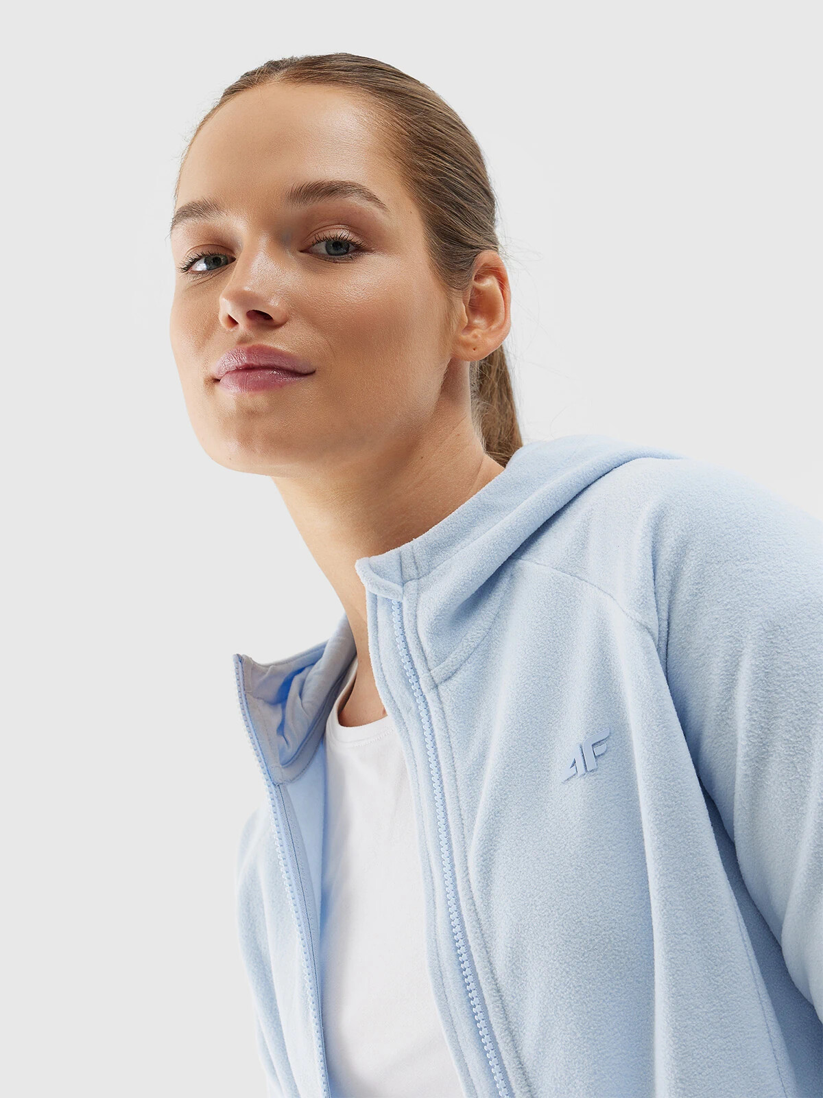 Women's regular 4F hooded fleece - light blue