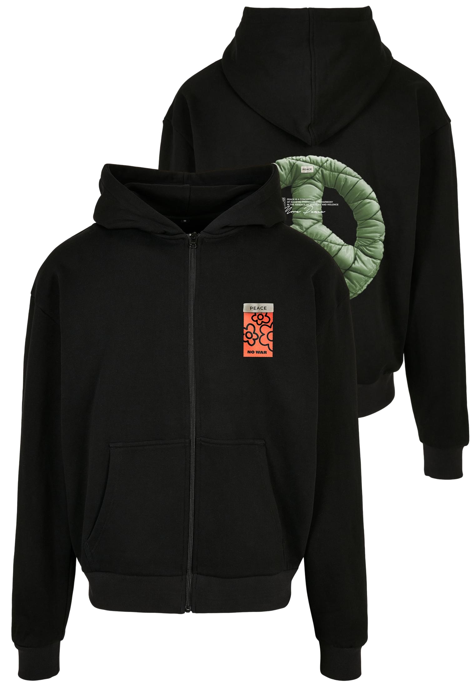 Puffer Peace Heavy Oversize Zip Hoody black