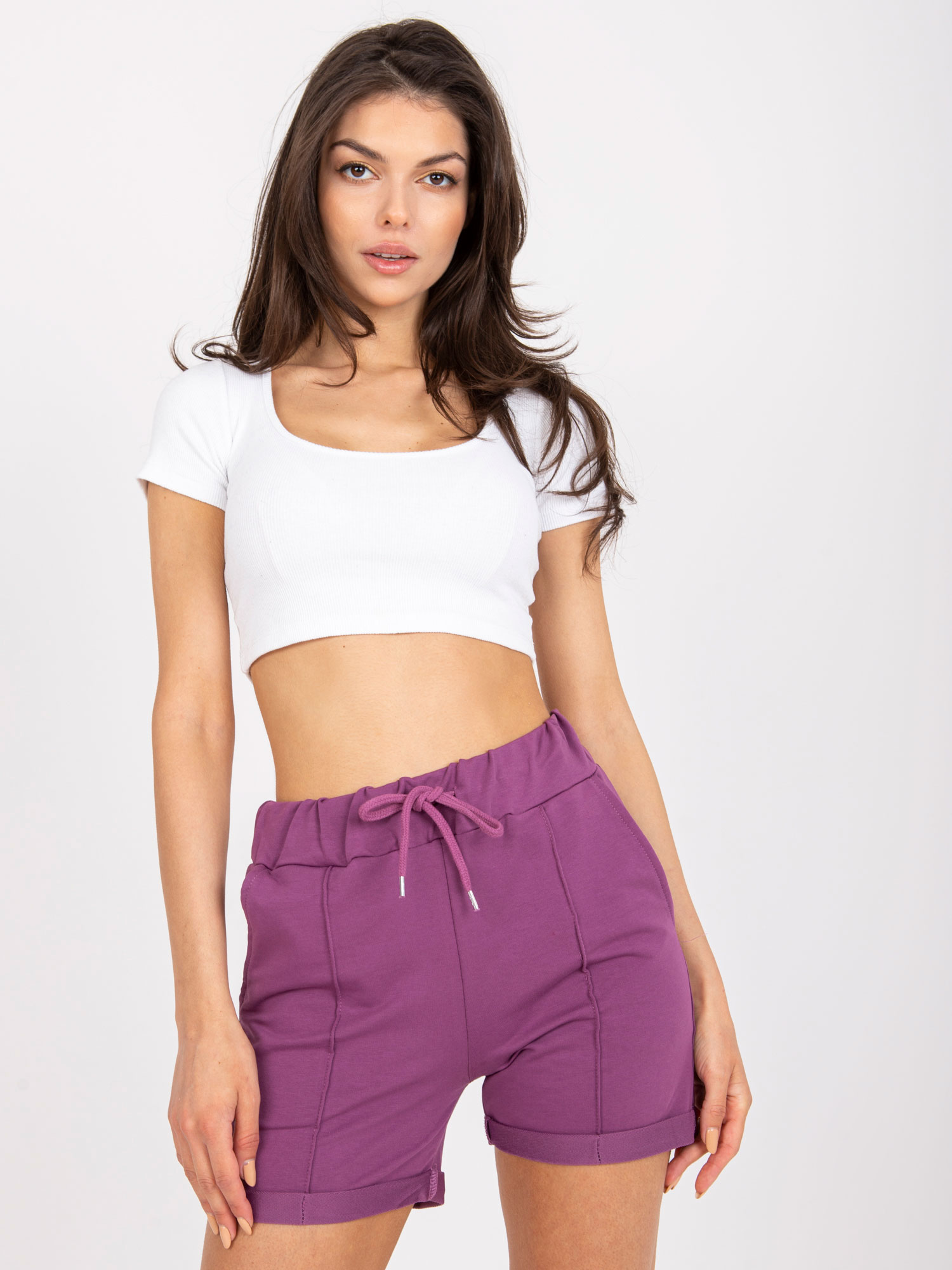 Basic purple casual shorts with pockets