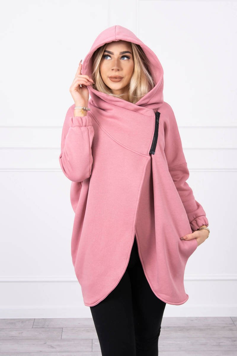 Sweatshirt with short zipper light pink