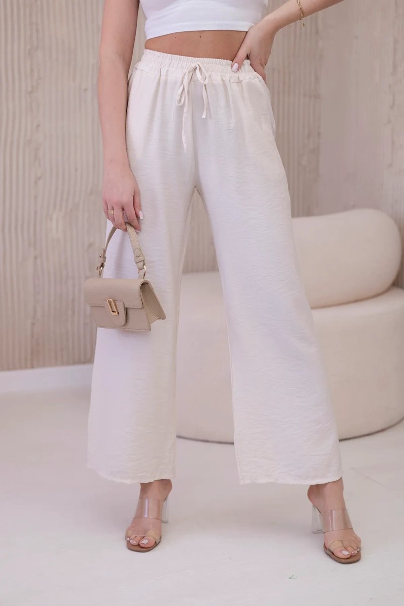 Viscose wide trousers in light beige color