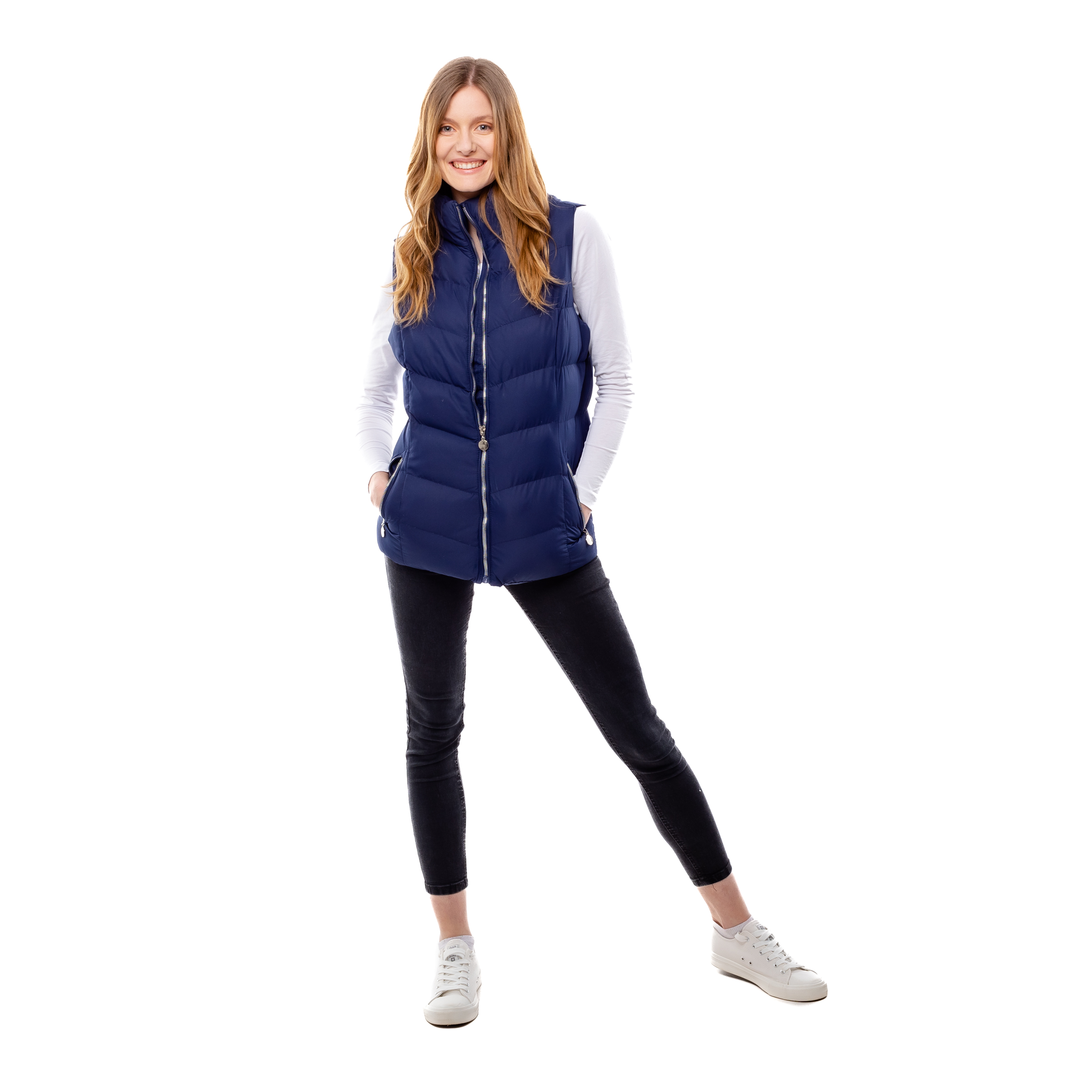 Women's quilted vest GLANO - dark blue