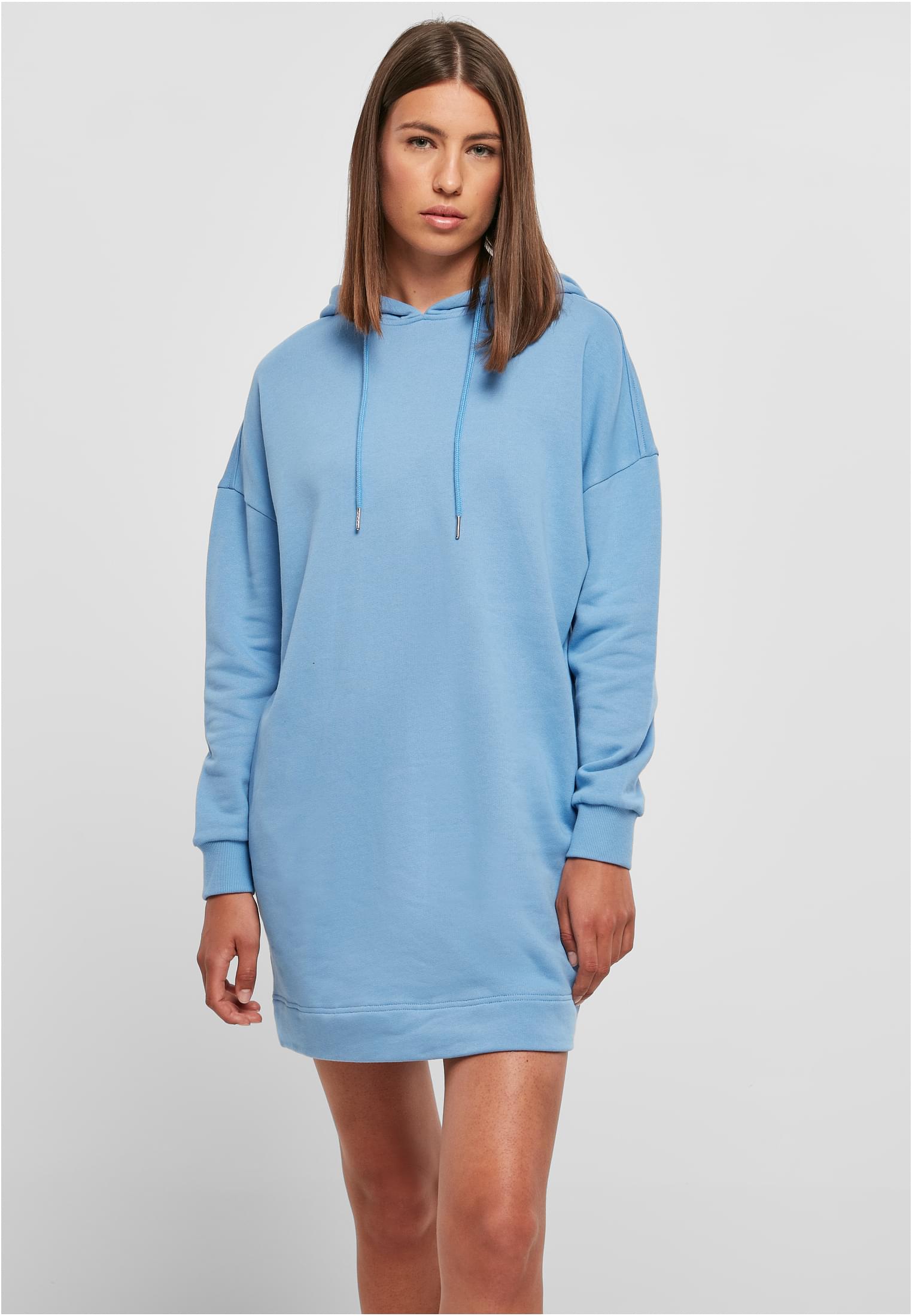 Levně Dámské organické oversized froté šaty s kapucí horizont blue
