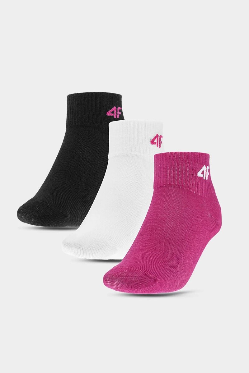 4F Girls' Casual Socks, 3 PACK Multicolored