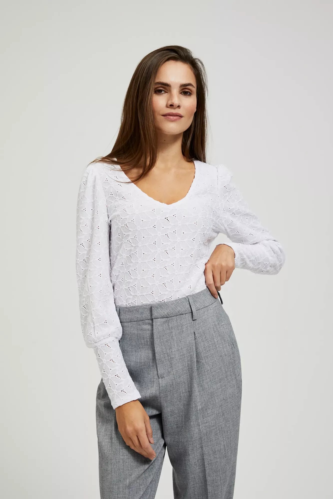 Openwork Blouse With V-neck