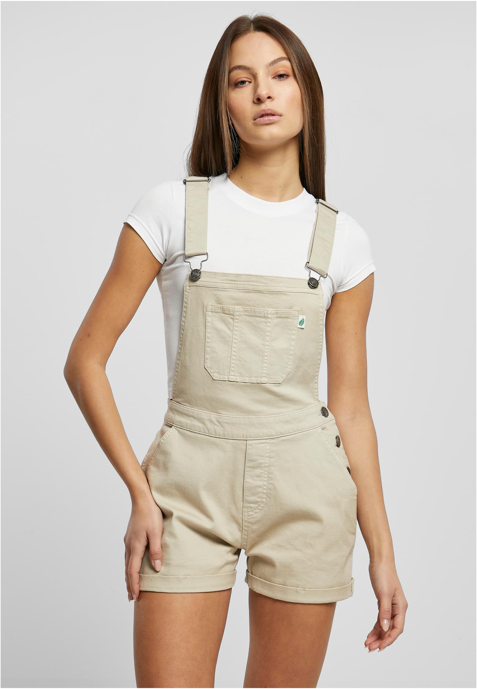 Dámské Organické Krátké Dungaree Offwhite Raw