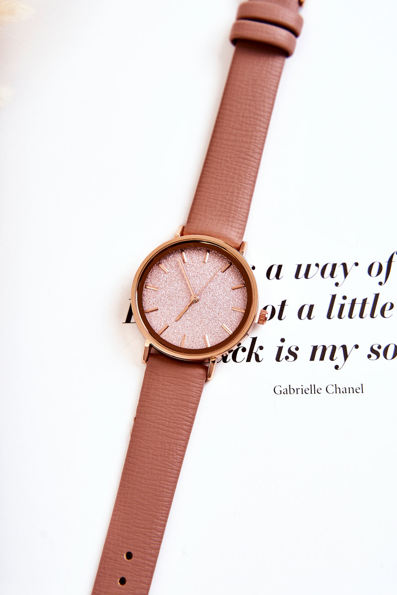 Levně Dámské hodinky na koženém opasku Giorgio & Dario Špinavě růžová