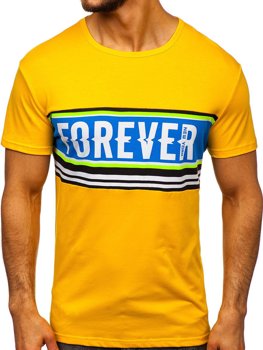 Men's T-shirt With Print SS11097 - Yellow,