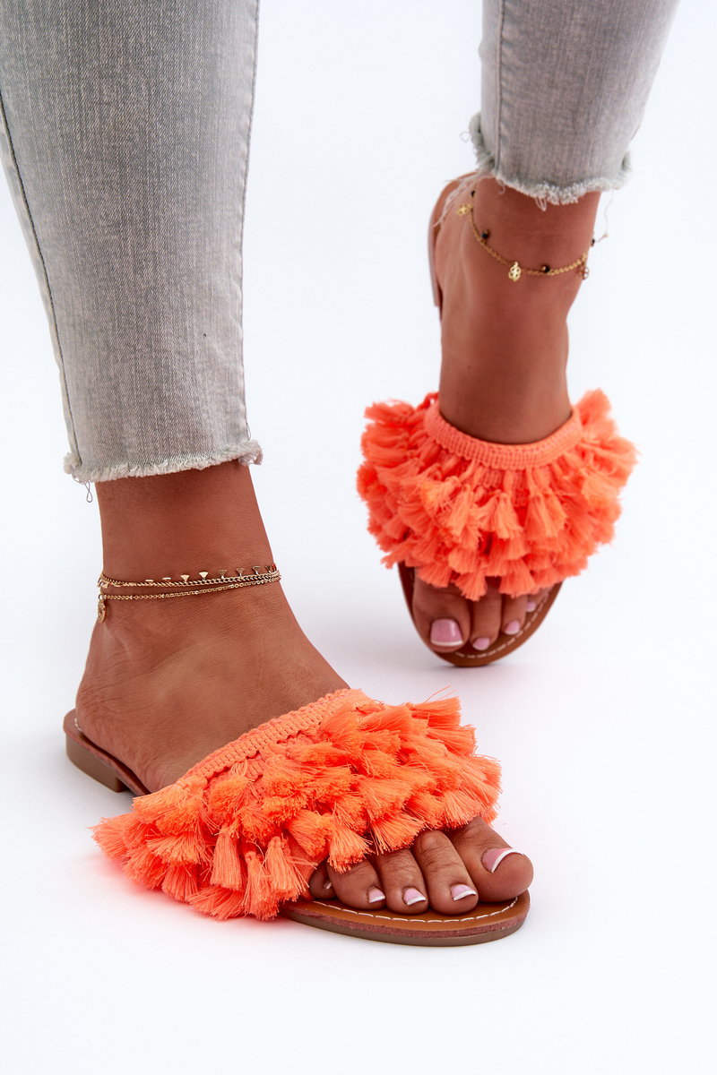 Women's flat slippers, orange Rialle