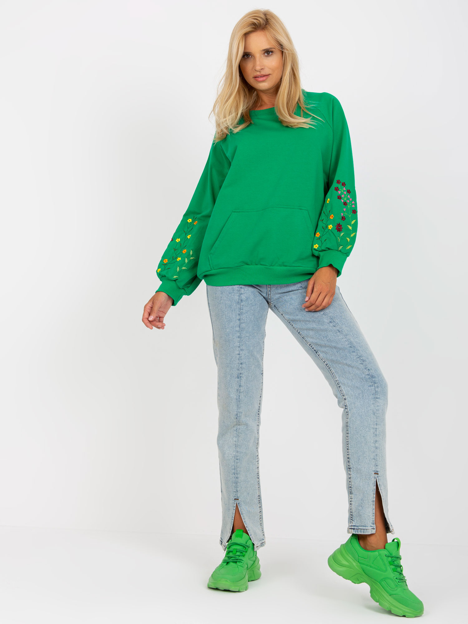 Green Sweatshirt Without Hood With Embroidery RUE PARIS