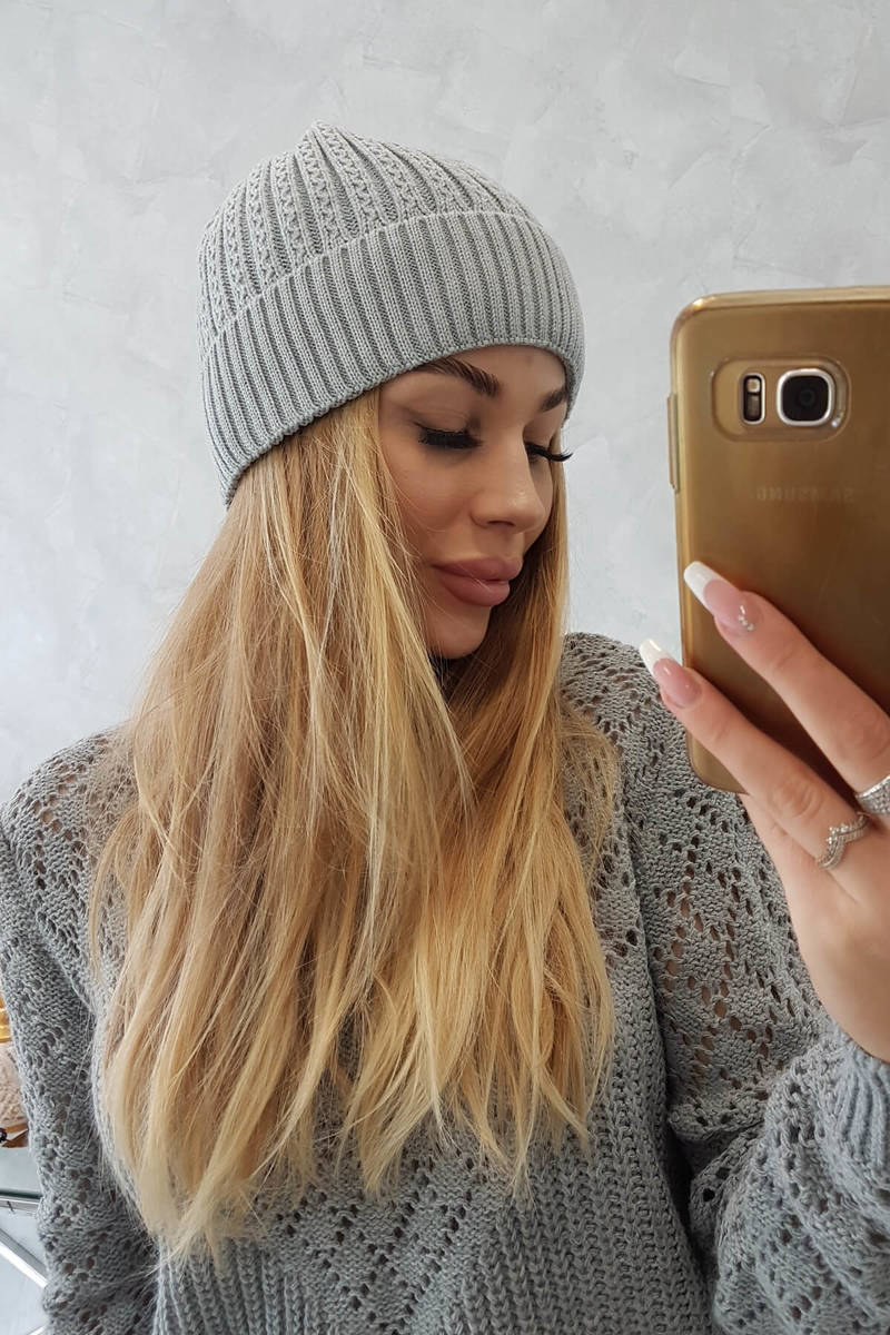 Thin beanie Weronika K249 grey