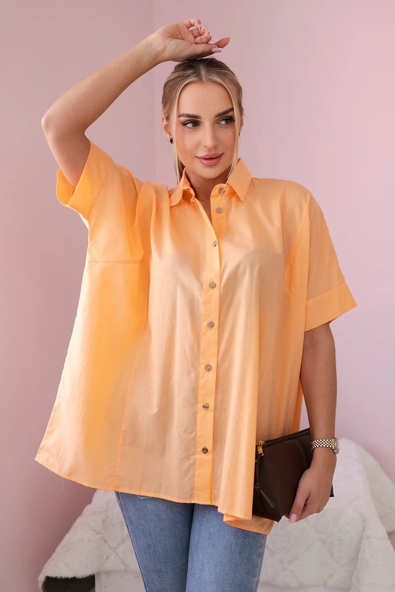 Apricot cotton shirt with short sleeves