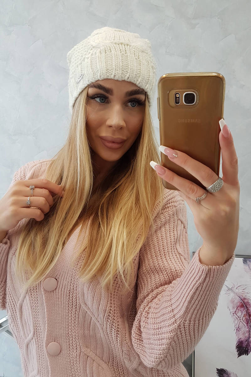Beanie with fleece Karolina K243 ecru