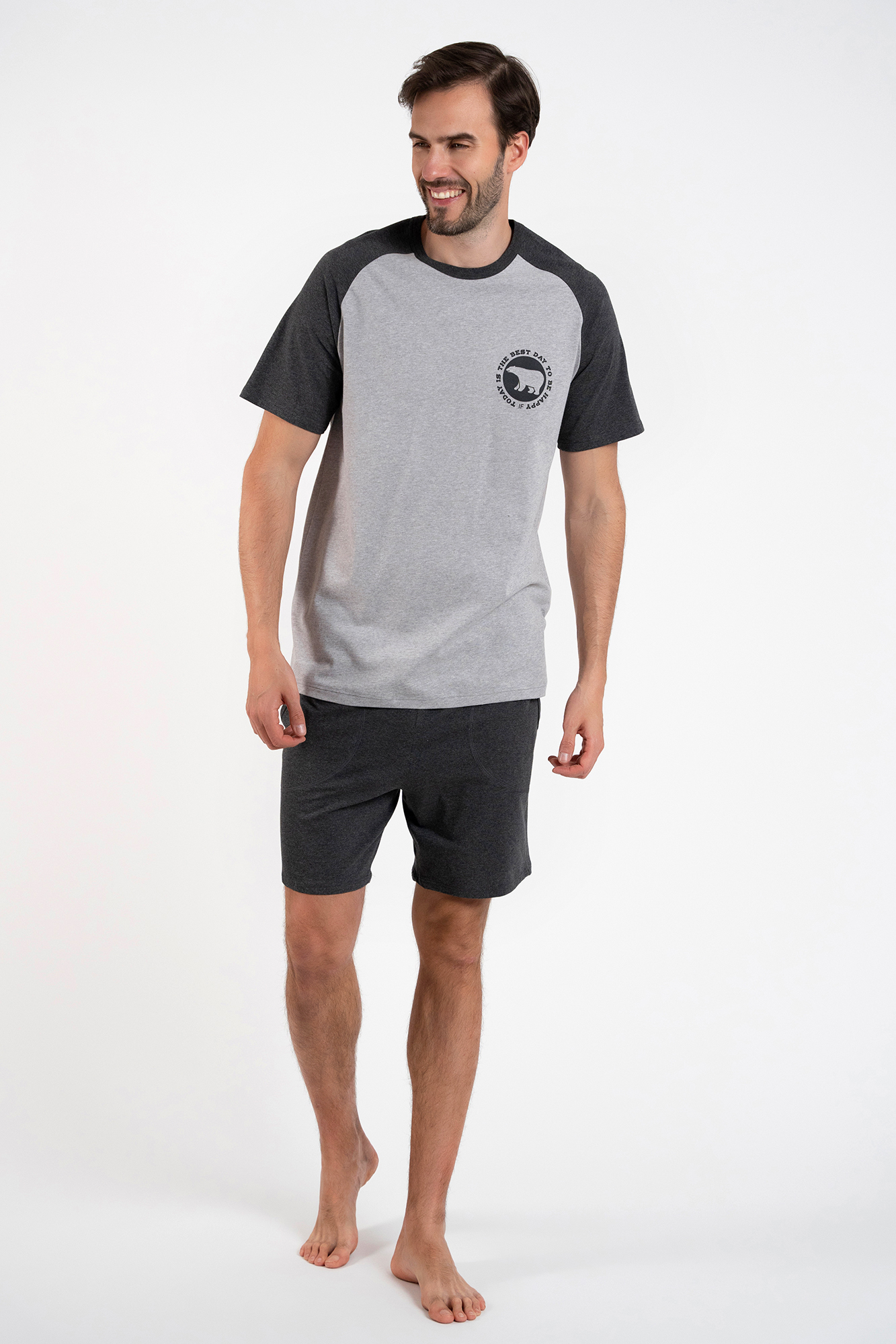 Men's Pyjamas Morten, Short Sleeves, Shorts - Melange/dark Melange