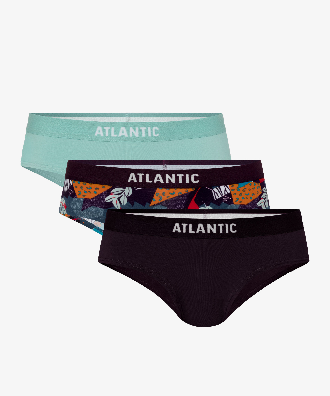 Women Panties Half Hipster ATLANTIC 3Pack - Green, Purple