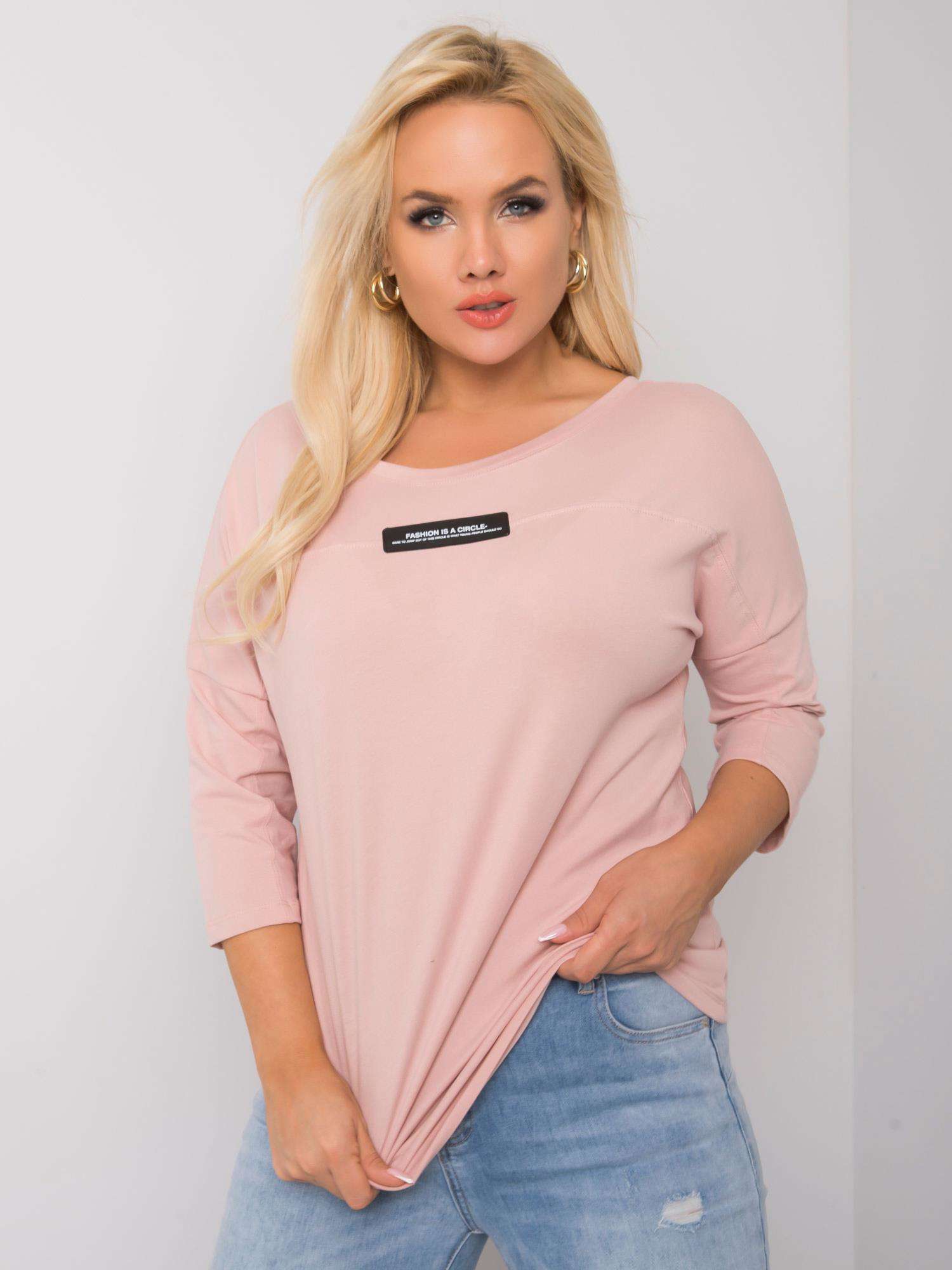 Dusty pink plus size μπλούζα με λαιμόκοψη V στο πίσω μέρος