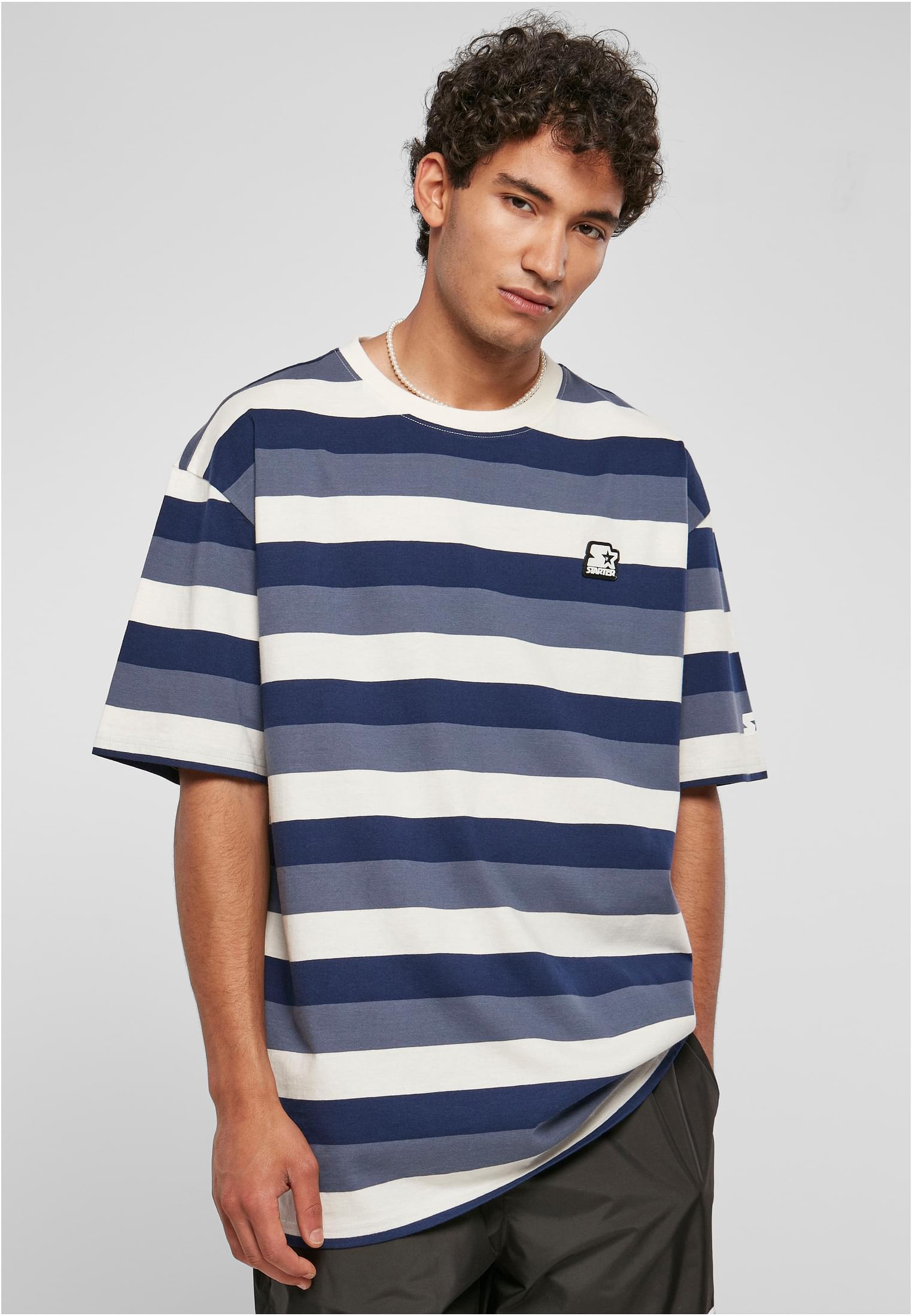 Levně Starter Sun Stripes Oversize tričko tmavěmodrá/vintagemodrá/bleděbílá