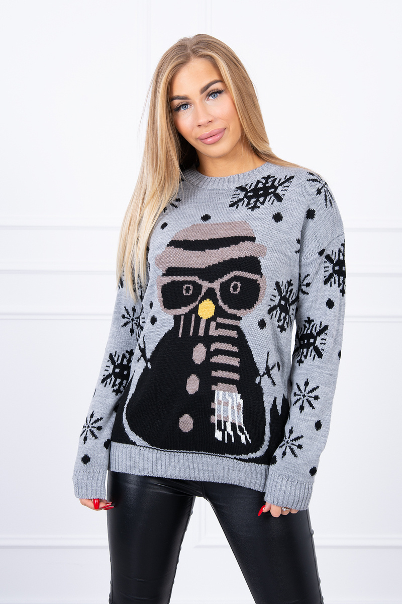 Christmas Sweater With A Gray Snowman