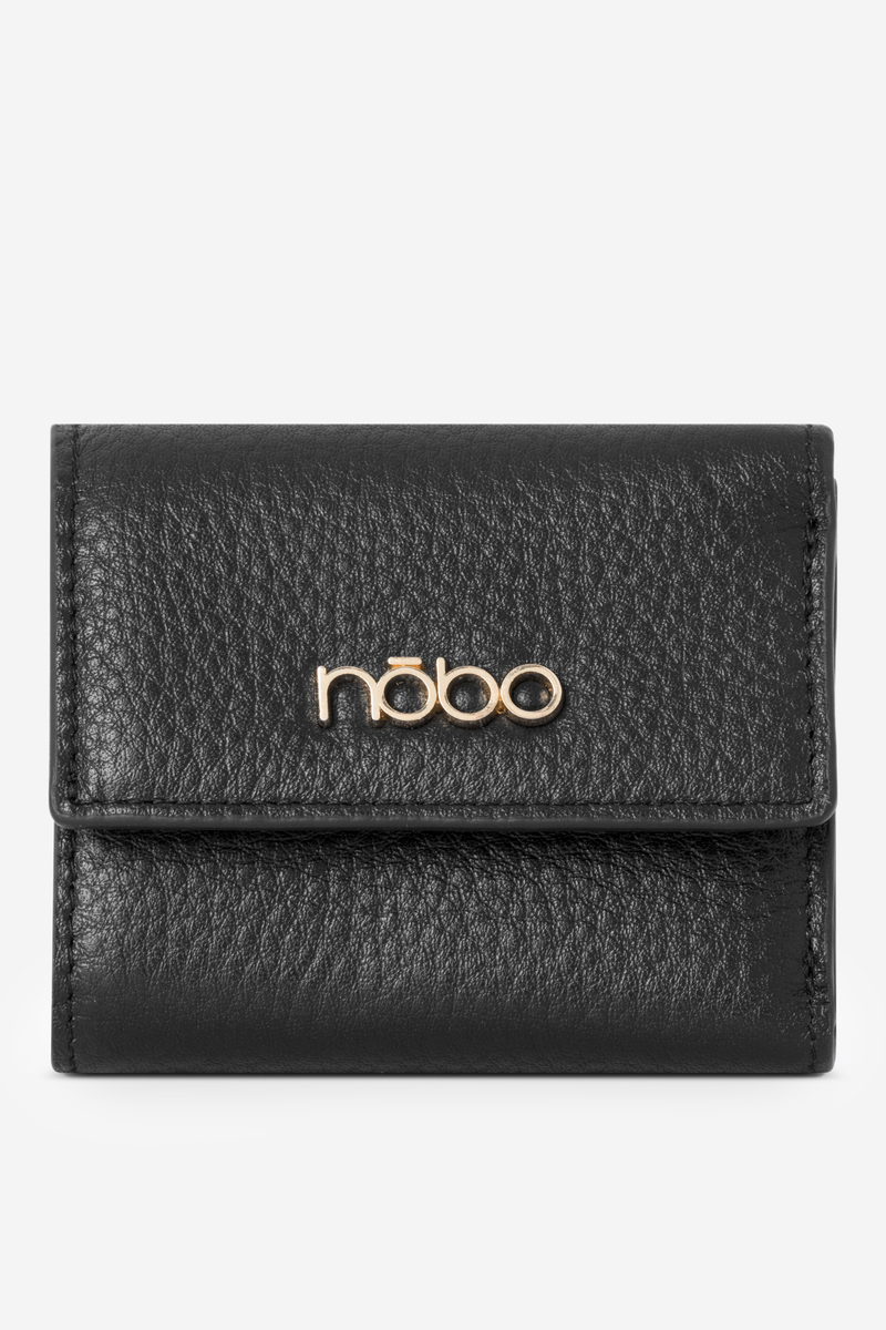 Women's Small Wallet Natural Leather Animal Pattern Nobo Black