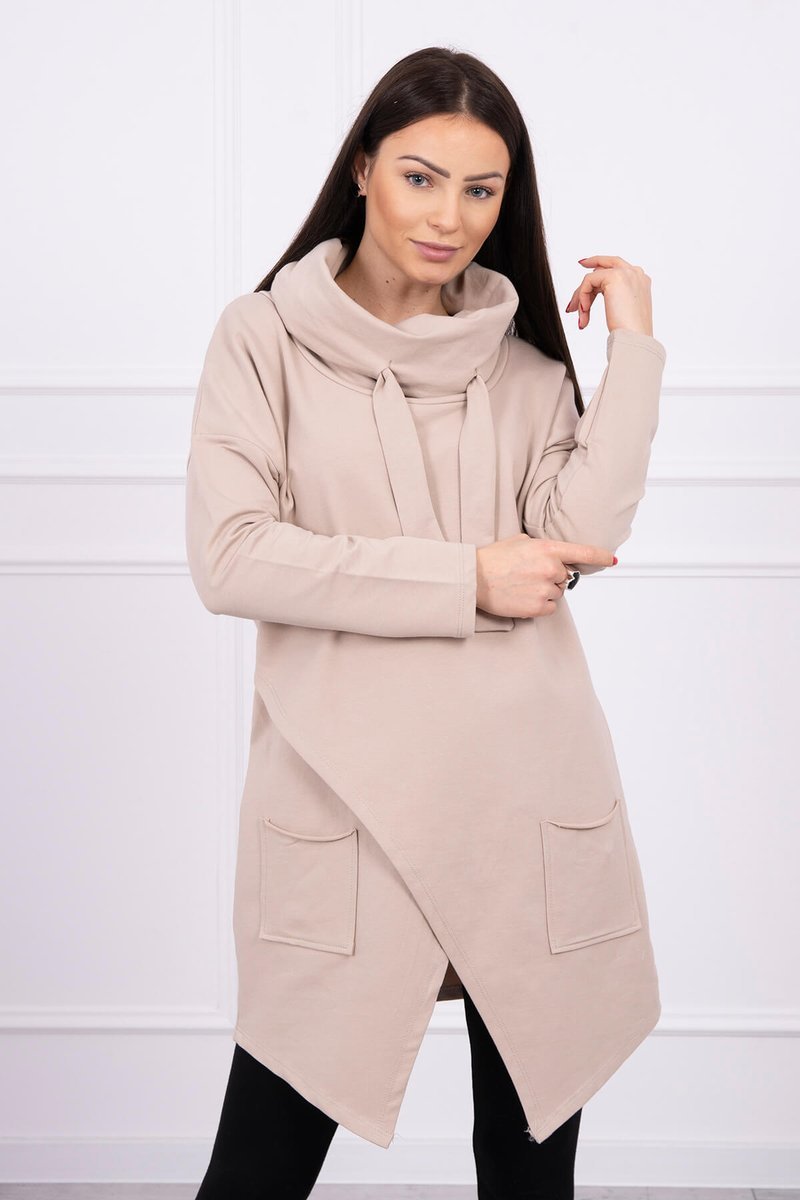 Tunic with clutch at the front Oversize light beige