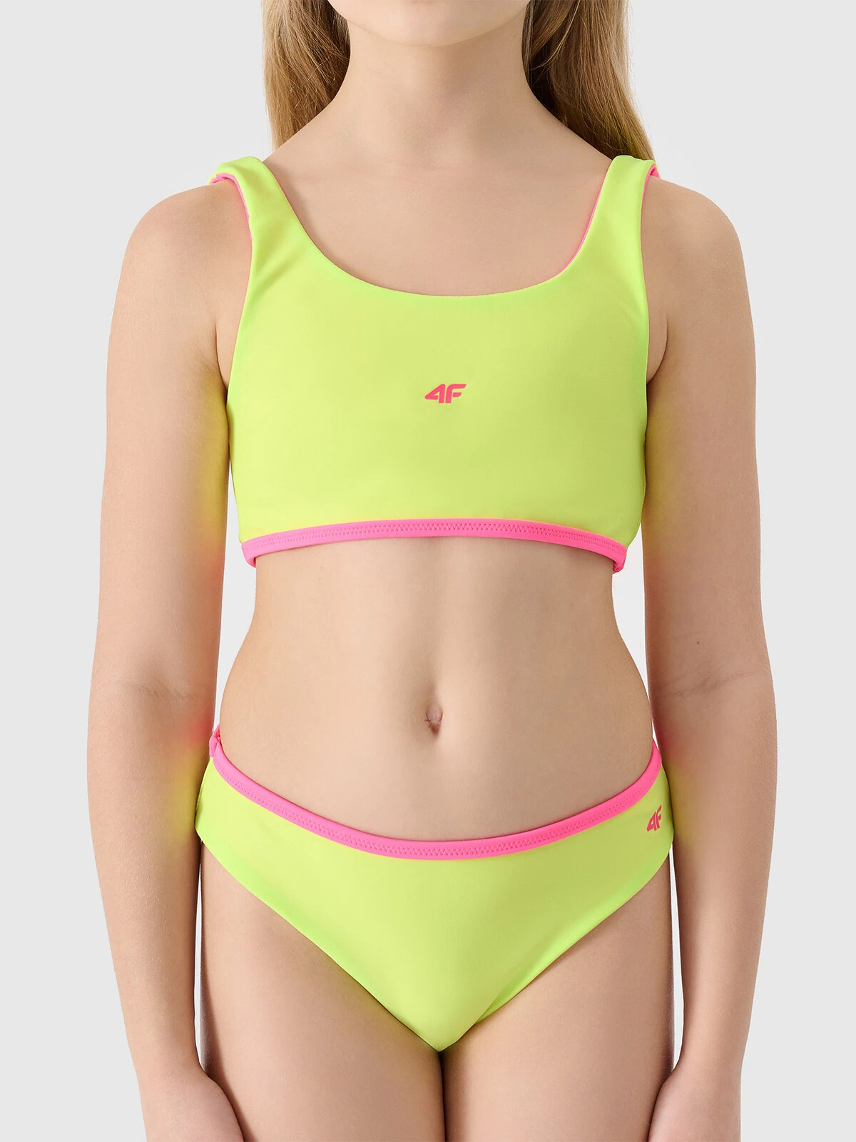 Girls' 2-piece swimsuit 4F - green/pink